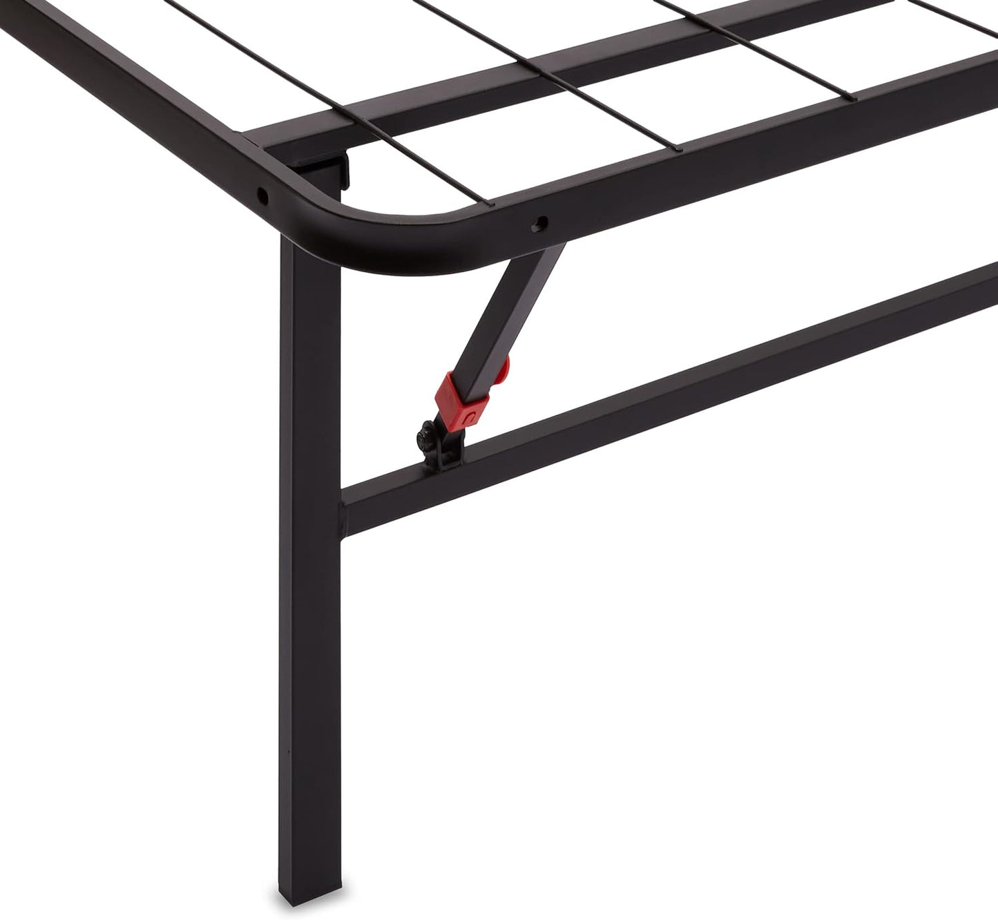 Amazon Basics Bed Frame with Storage, Foldable Metal Platform, Sturdy Steel, No Box Spring Needed, 14-inch High, Tool-Free Setup, Queen Size, Black