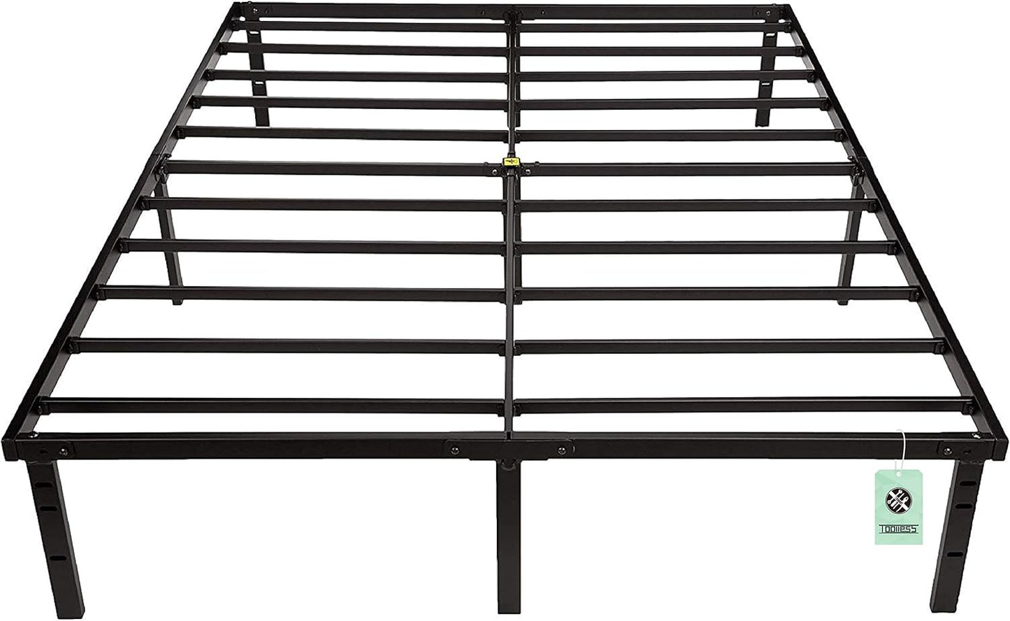 Amazon Basics Sturdy Heavy-Duty Non-Slip Platform Bed Frame Queen Size Storage, Steel Slat Support, Noise Free, Easy Assembly, 14 Inch Black