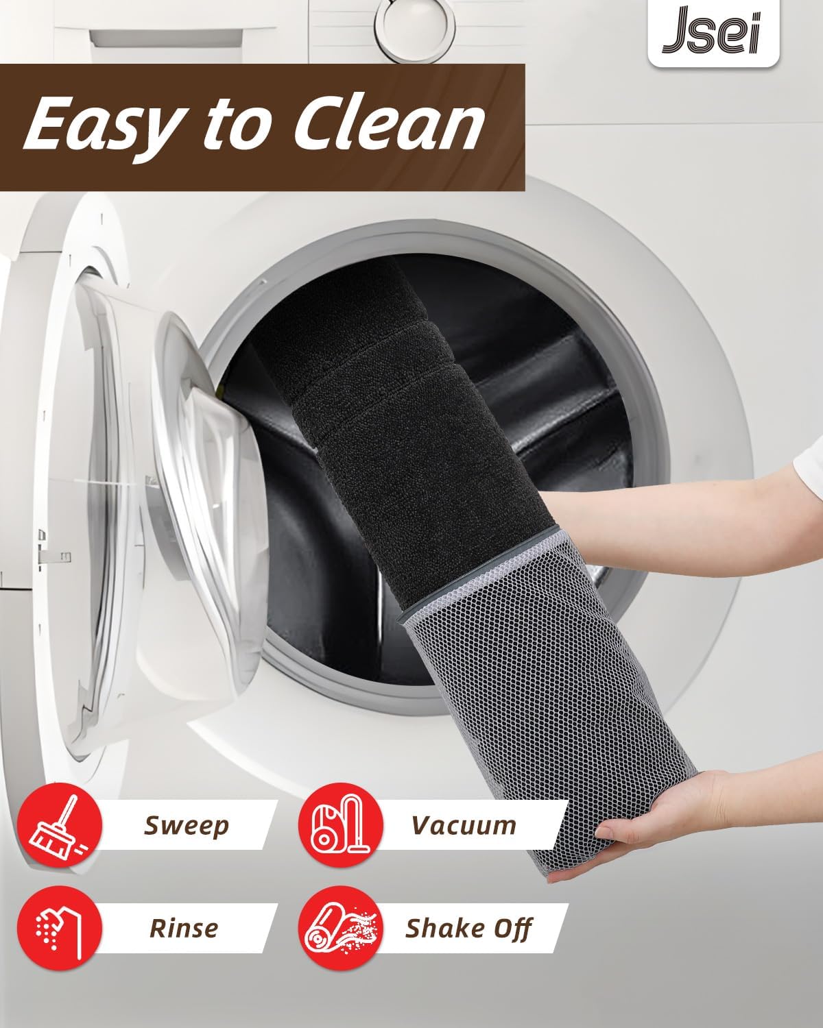 JSEI Kitchen Mats for Floor, Non-Slip Kitchen Rugs, Soft Washable Absorbent Kitchen Mats 2 PCS, Kitchen Runner Rug with TPR Backing, Polyester, 24"x36"+24"x60", Black