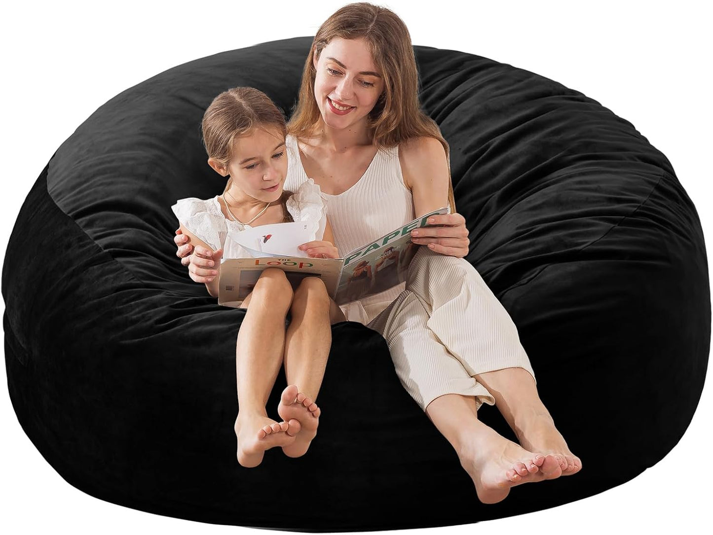 Large Bean Bag Chair for Adults/Kids with Filling, 3 ft Memory Foam Bean Bag Chairs with Filler Included, Ultra Soft Dutch Velvet Fabric, Bean Bag for Living Room - 3 Foot,Dark Gray