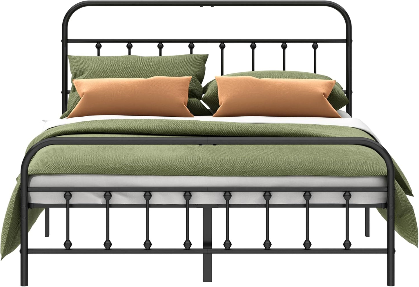 Metal Bed Frame - Structurally Stable Heavy Duty Steel Slat Supported Queen Bed Frames,No Box Spring Needed for Easy Removal and Transport.