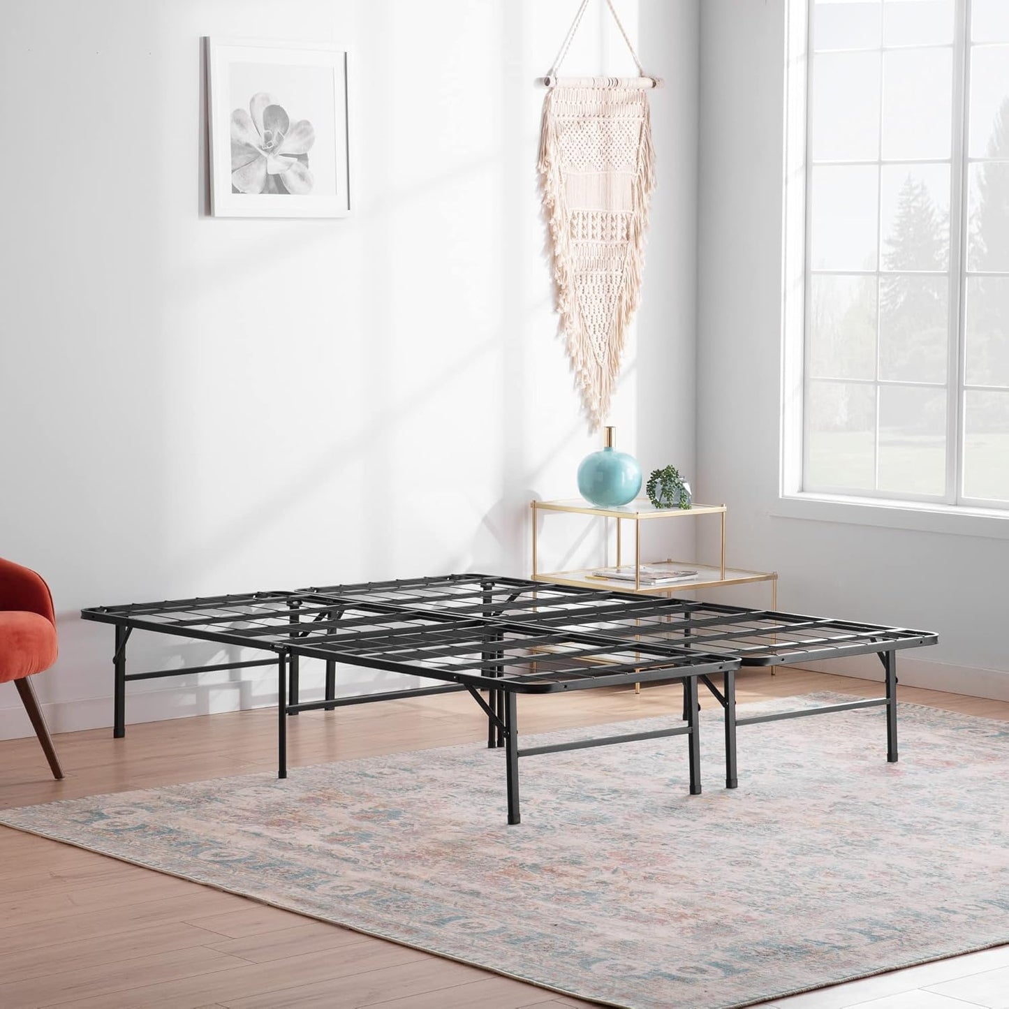 Linenspa Heavy Duty Metal Platform Bed Frame - No Box Spring Needed - Underbed Storage - Simple Tool Free Assembly - 14” High - Sturdy - Steel Slats - Sleek Modern Design - Full Size