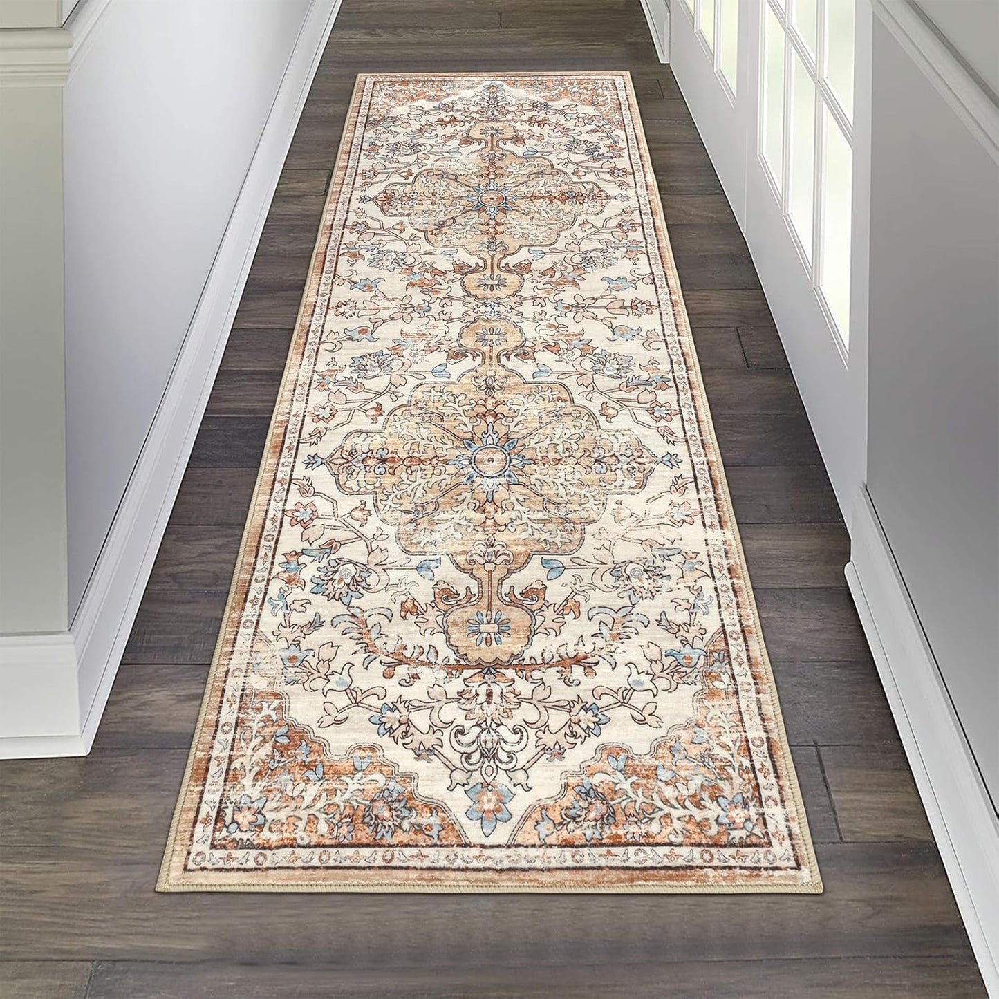 Pauwer Boho Hallway Runner Rug 3x10 Washable Entryway Area Rugs Non Slip Farmhouse Vintage Floor Mat Long Carpet Runner for Hallways Laundry Room Kitchen Bathroom Bedroom