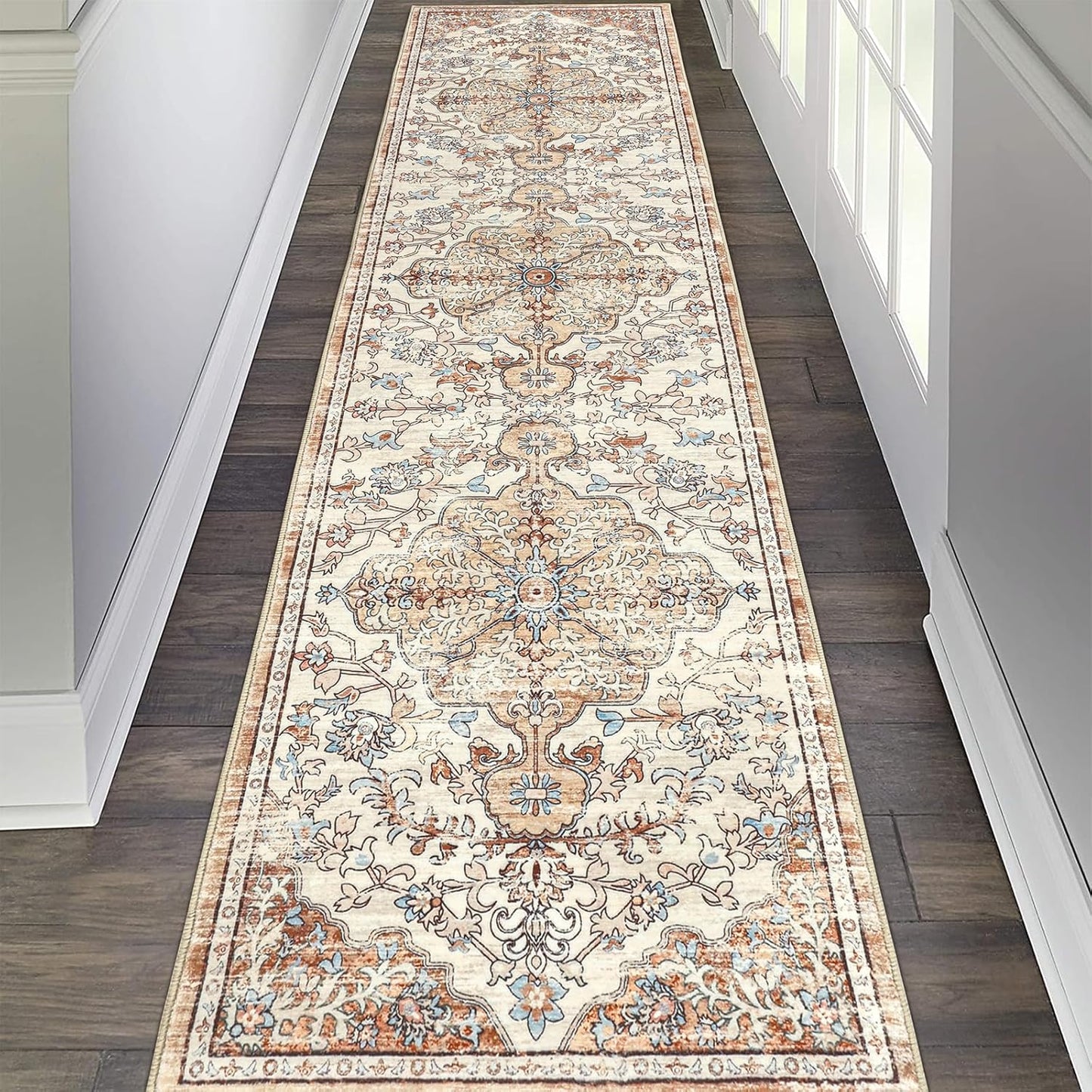 Pauwer Boho Hallway Runner Rug 3x10 Washable Entryway Area Rugs Non Slip Farmhouse Vintage Floor Mat Long Carpet Runner for Hallways Laundry Room Kitchen Bathroom Bedroom