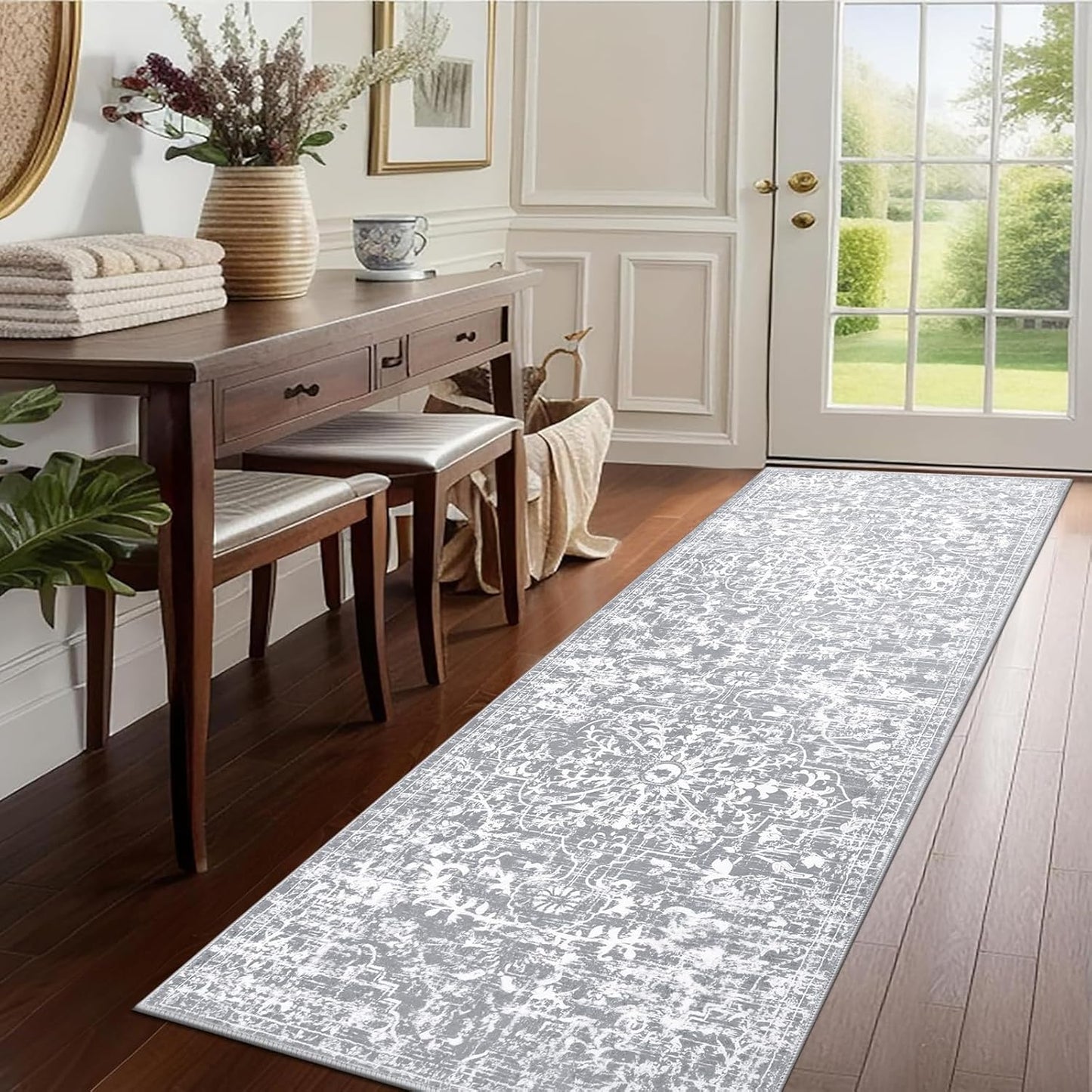 Pauwer Boho Hallway Runner Rug 3x10 Washable Entryway Area Rugs Non Slip Farmhouse Vintage Floor Mat Long Carpet Runner for Hallways Laundry Room Kitchen Bathroom Bedroom