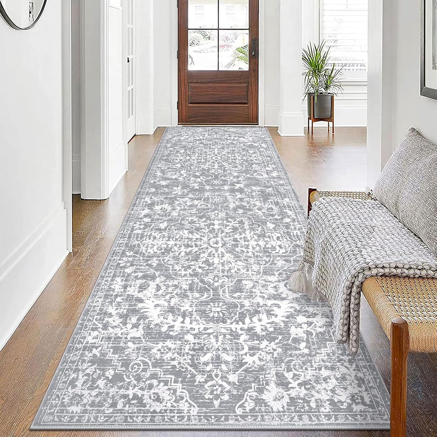 Pauwer Boho Hallway Runner Rug 3x10 Washable Entryway Area Rugs Non Slip Farmhouse Vintage Floor Mat Long Carpet Runner for Hallways Laundry Room Kitchen Bathroom Bedroom