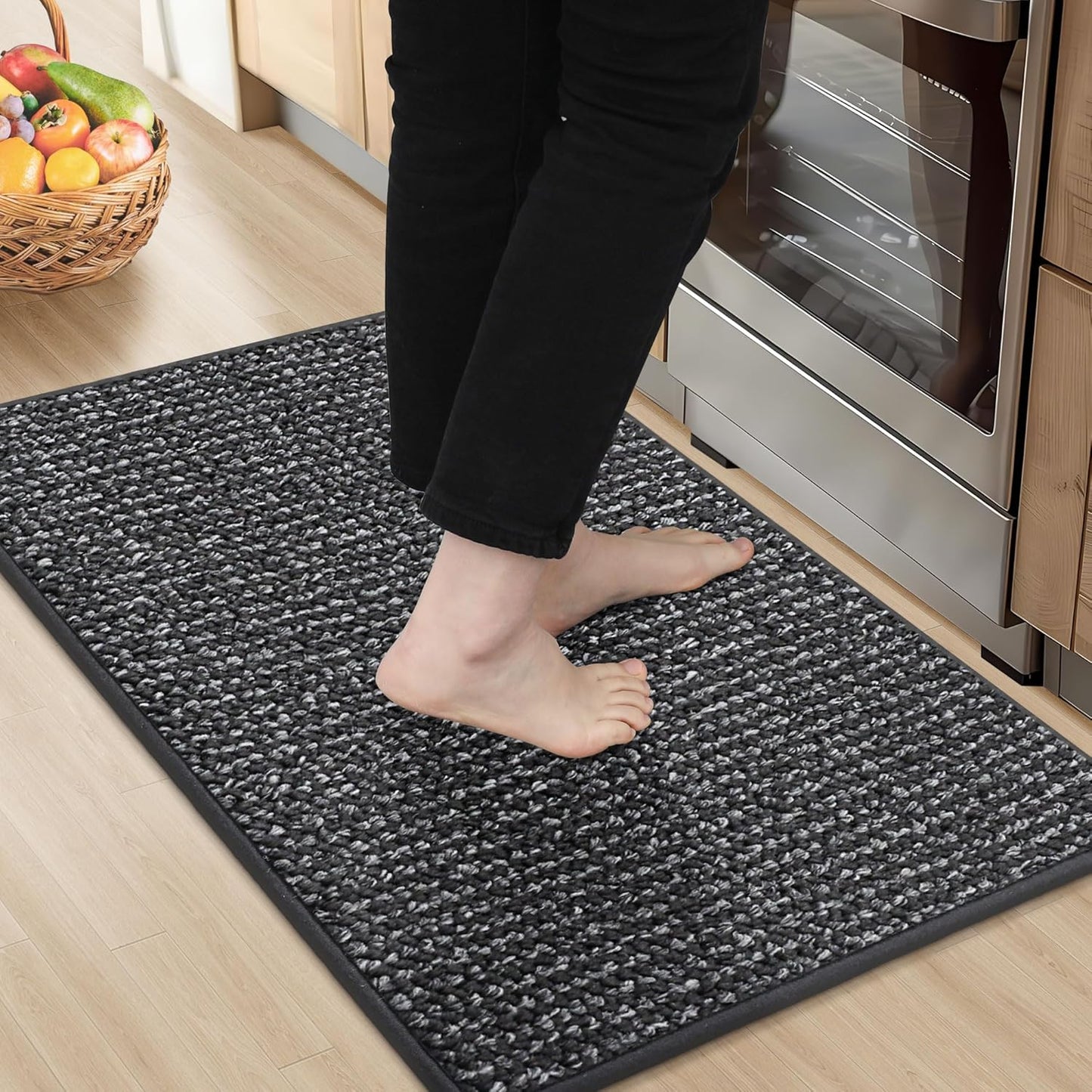 BEQHAUSE Kitchen Rugs and Mats 2PCS, Non-Slip Kitchen Mats for Floor, Absorbent and Stain Resistant Kitchen Runner, Machine Washable Rugs for Kitchen, Laundry & Sink, 24"x36"+24"x60", Green