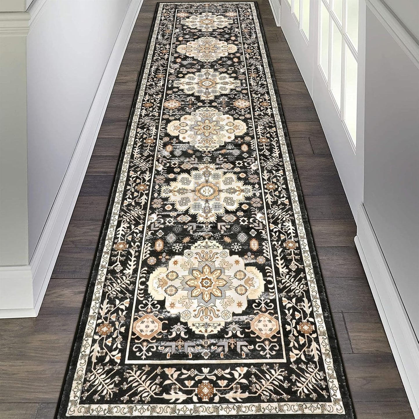 Pauwer Boho Hallway Runner Rug 3x10 Washable Entryway Area Rugs Non Slip Farmhouse Vintage Floor Mat Long Carpet Runner for Hallways Laundry Room Kitchen Bathroom Bedroom