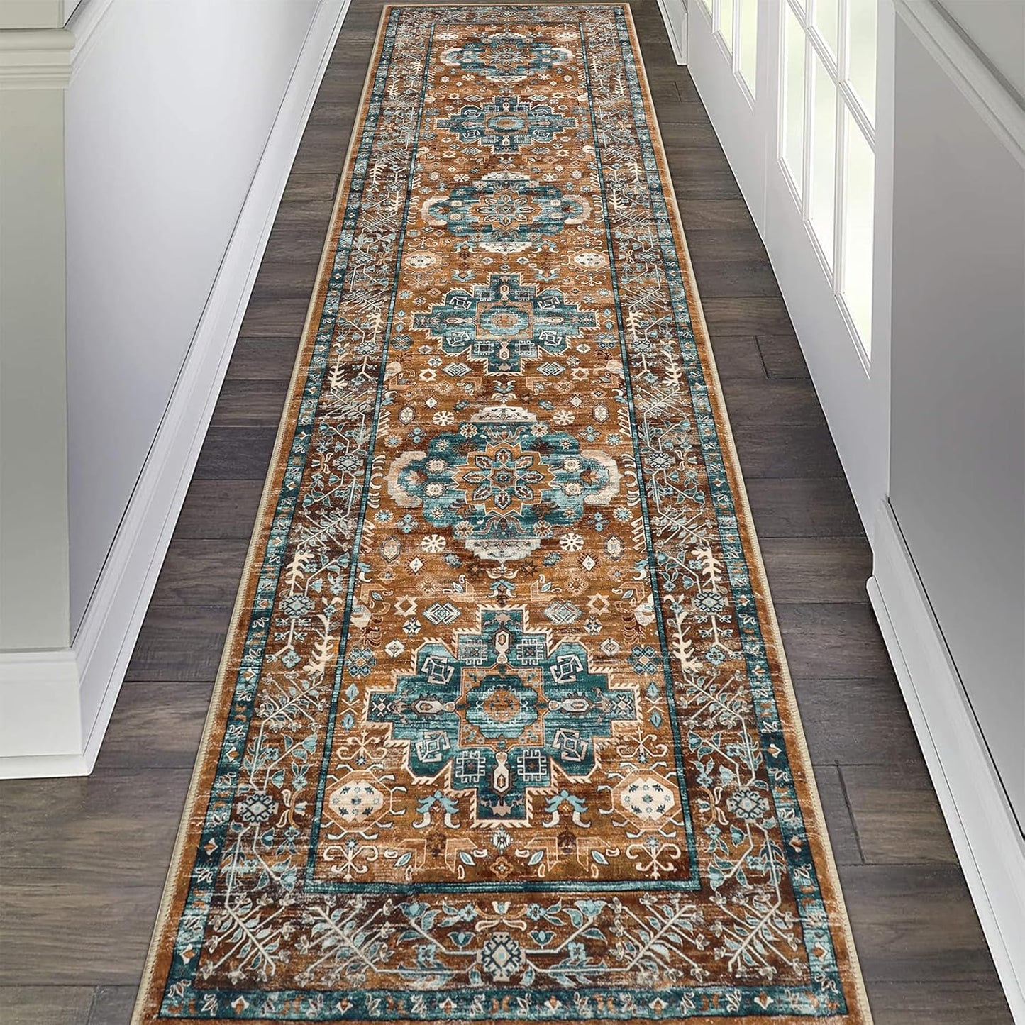 Pauwer Boho Hallway Runner Rug 3x10 Washable Entryway Area Rugs Non Slip Farmhouse Vintage Floor Mat Long Carpet Runner for Hallways Laundry Room Kitchen Bathroom Bedroom