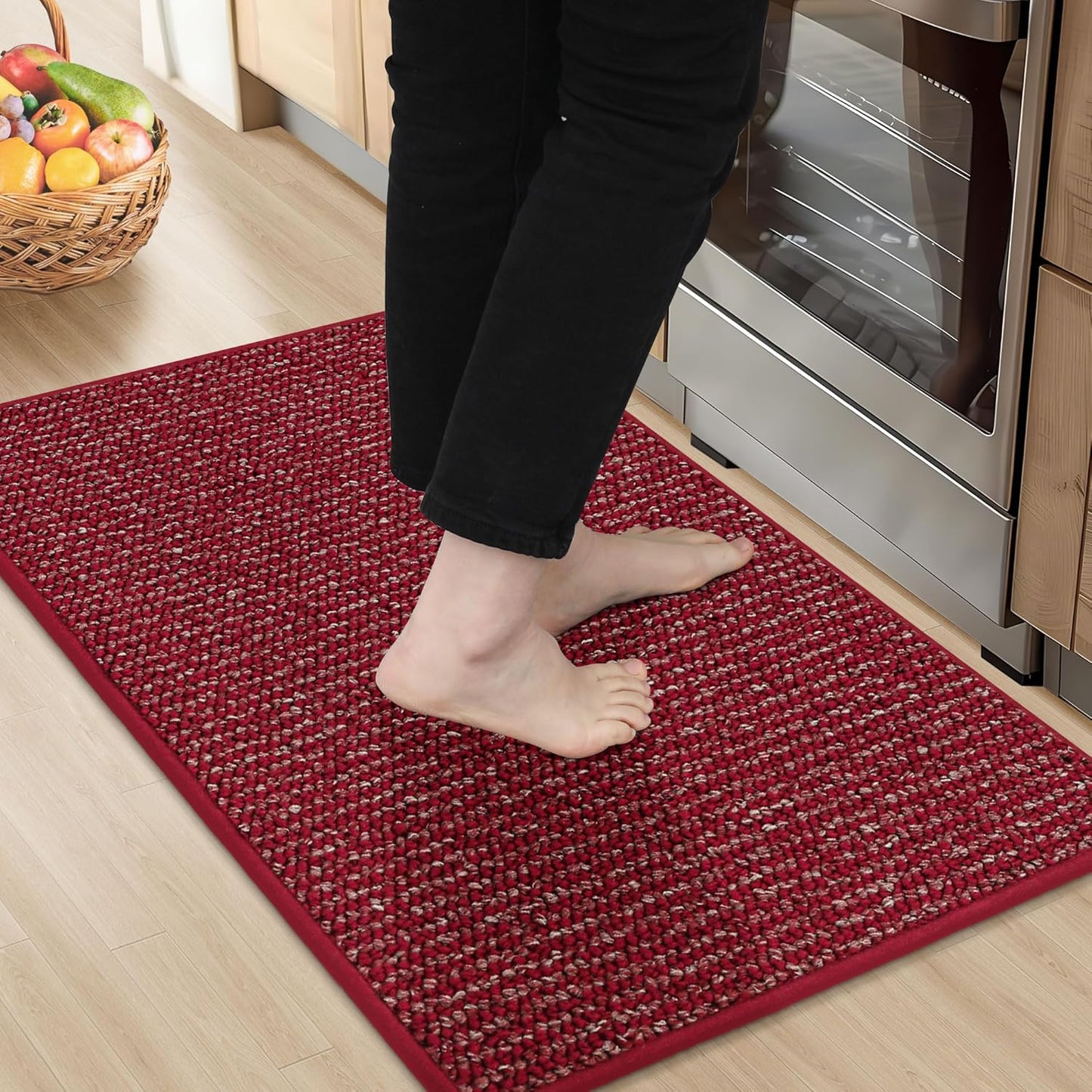 BEQHAUSE Kitchen Rugs and Mats 2PCS, Non-Slip Kitchen Mats for Floor, Absorbent and Stain Resistant Kitchen Runner, Machine Washable Rugs for Kitchen, Laundry & Sink, 24"x36"+24"x60", Green