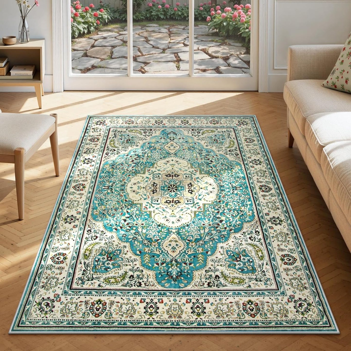 Lahome Boho Tribal 2'6" x 10' Washable Runners for Hallways, Oriental Kitchen Runner Rugs Non Skid Washable, Oriental Soft Long Stair Carpet Runner for Bathroom Living Room Bedroom, Rust/Dull Teal