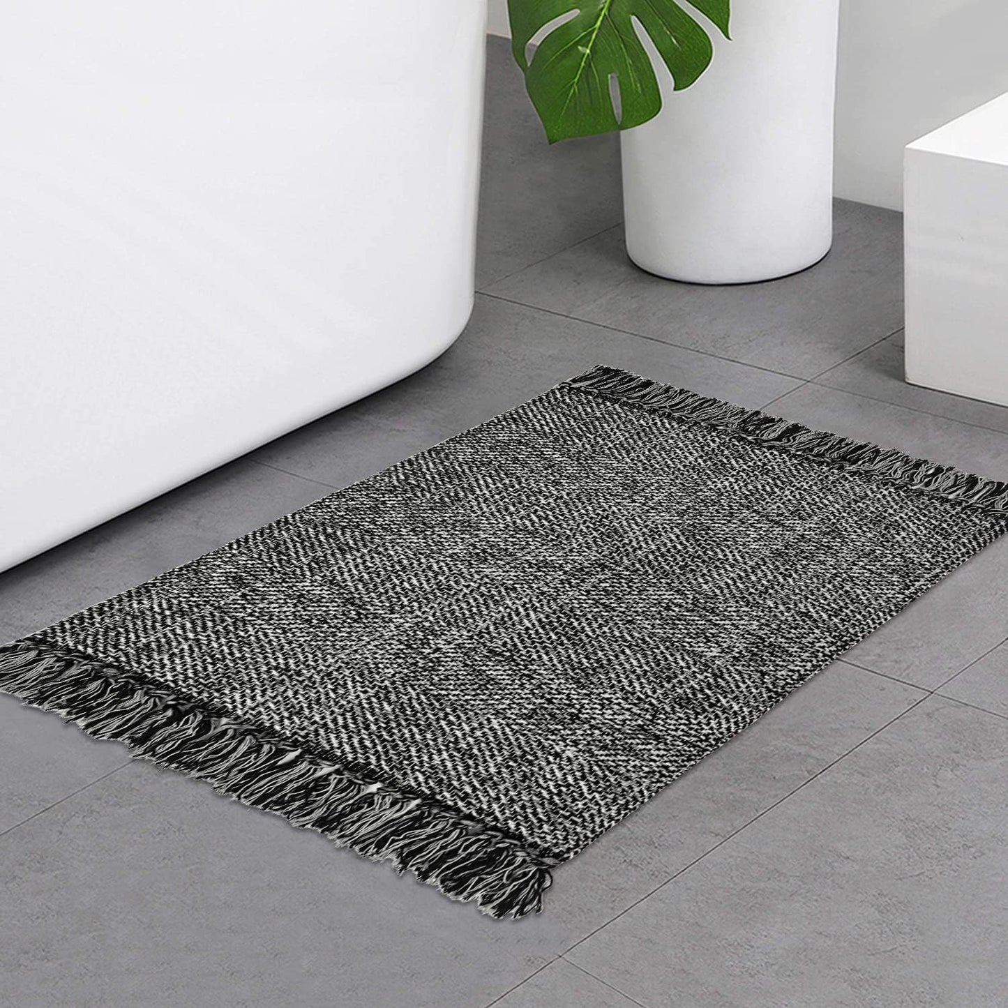 Collive Boho 18 ft Long Runner Rug for Hallway, Washable Kitchen Runner, Cotton Hand-Woven Farmhouse Neutral Carpet Runners, Tan/Cream Low Pile Entryway Floor Runners for Bedroom