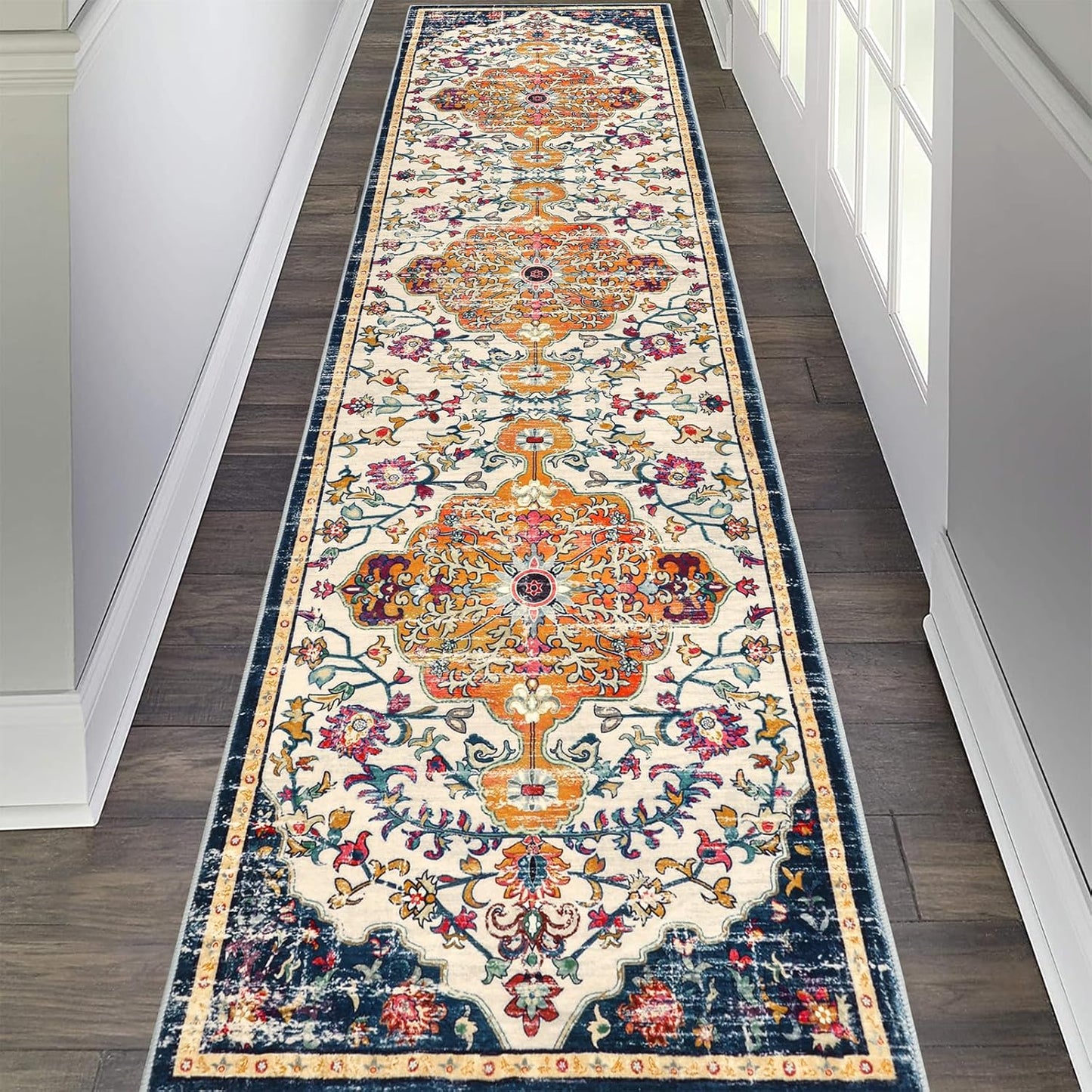 Pauwer Boho Hallway Runner Rug 3x10 Washable Entryway Area Rugs Non Slip Farmhouse Vintage Floor Mat Long Carpet Runner for Hallways Laundry Room Kitchen Bathroom Bedroom