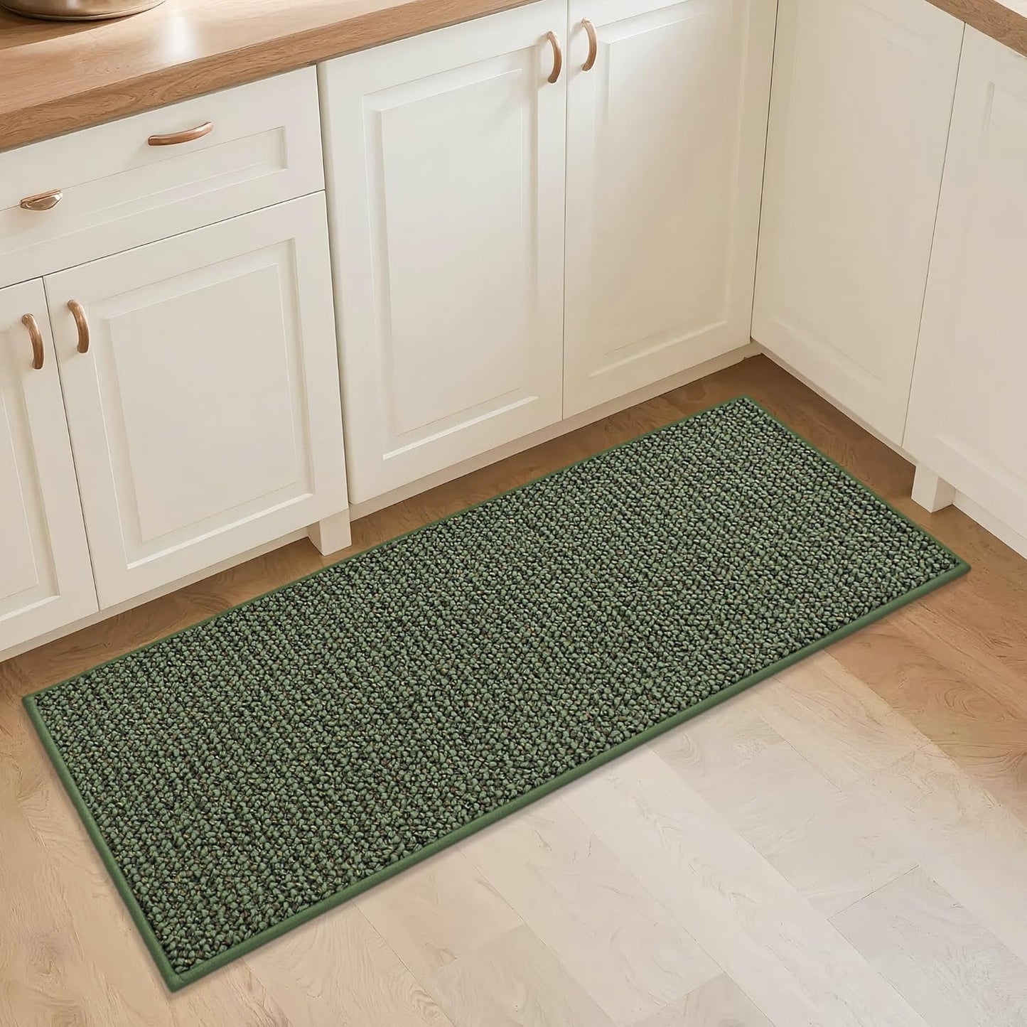 BEQHAUSE Kitchen Rugs and Mats 2PCS, Non-Slip Kitchen Mats for Floor, Absorbent and Stain Resistant Kitchen Runner, Machine Washable Rugs for Kitchen, Laundry & Sink, 24"x36"+24"x60", Green