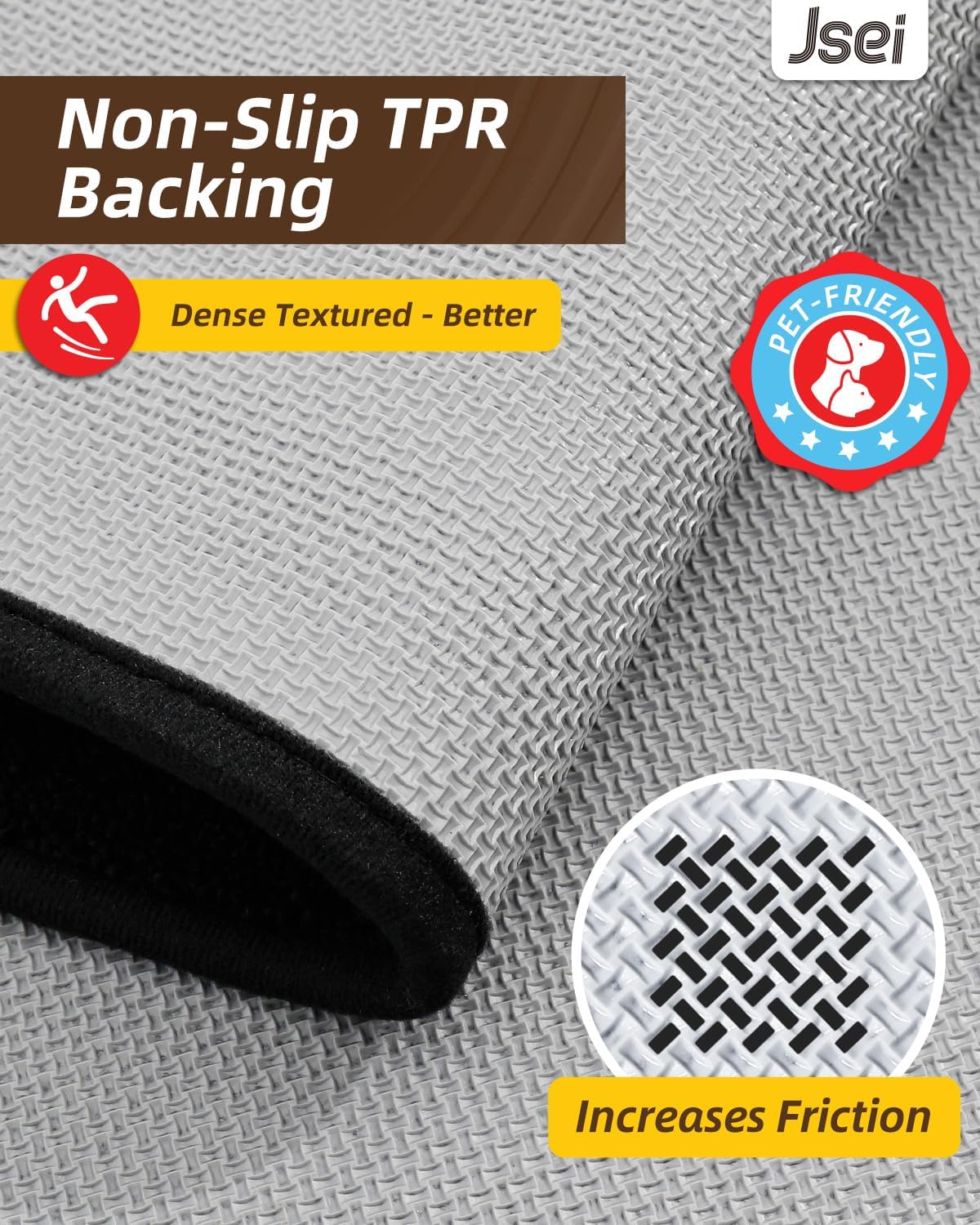 JSEI Kitchen Mats for Floor, Non-Slip Kitchen Rugs, Soft Washable Absorbent Kitchen Mats 2 PCS, Kitchen Runner Rug with TPR Backing, Polyester, 24"x36"+24"x60", Black