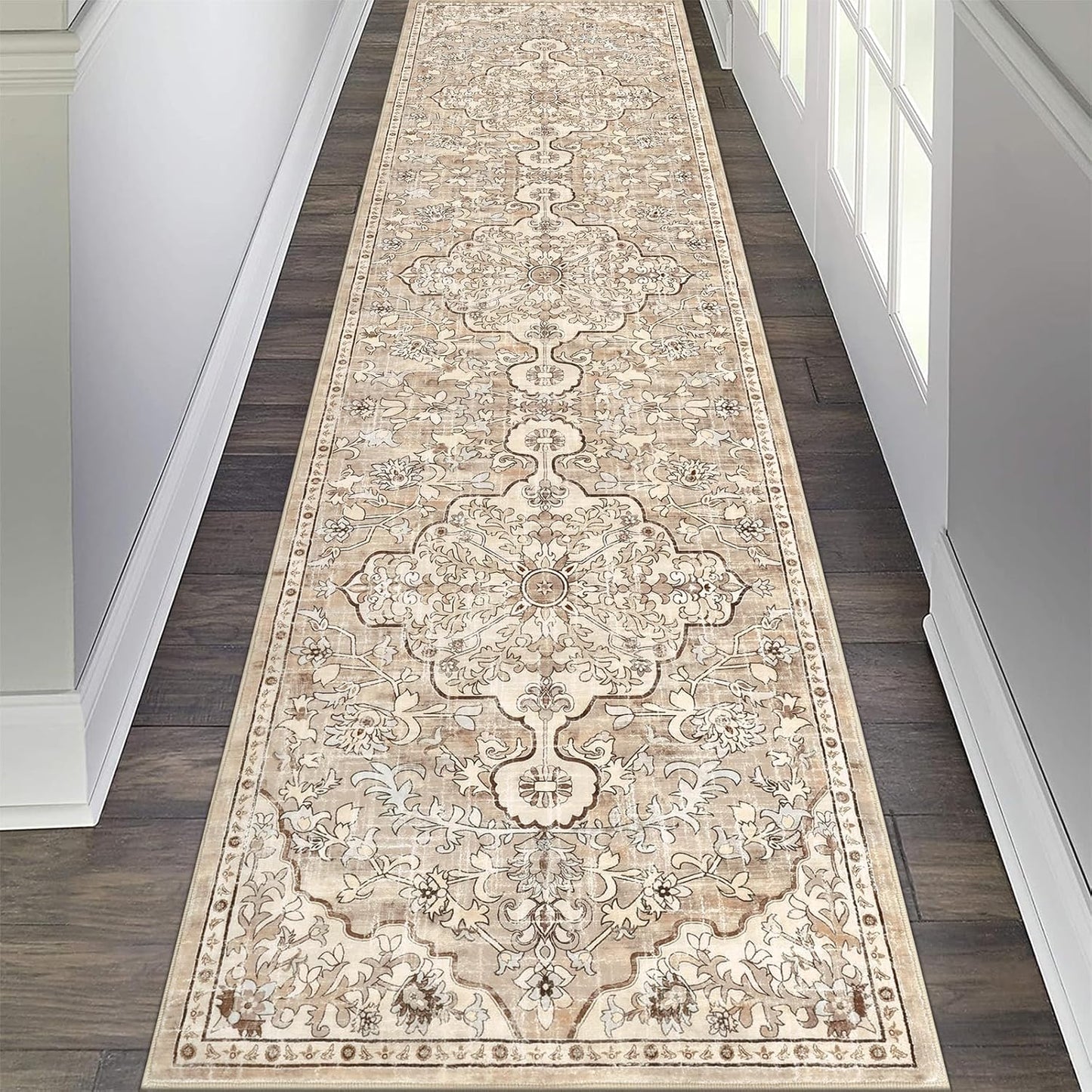 Pauwer Boho Hallway Runner Rug 3x10 Washable Entryway Area Rugs Non Slip Farmhouse Vintage Floor Mat Long Carpet Runner for Hallways Laundry Room Kitchen Bathroom Bedroom