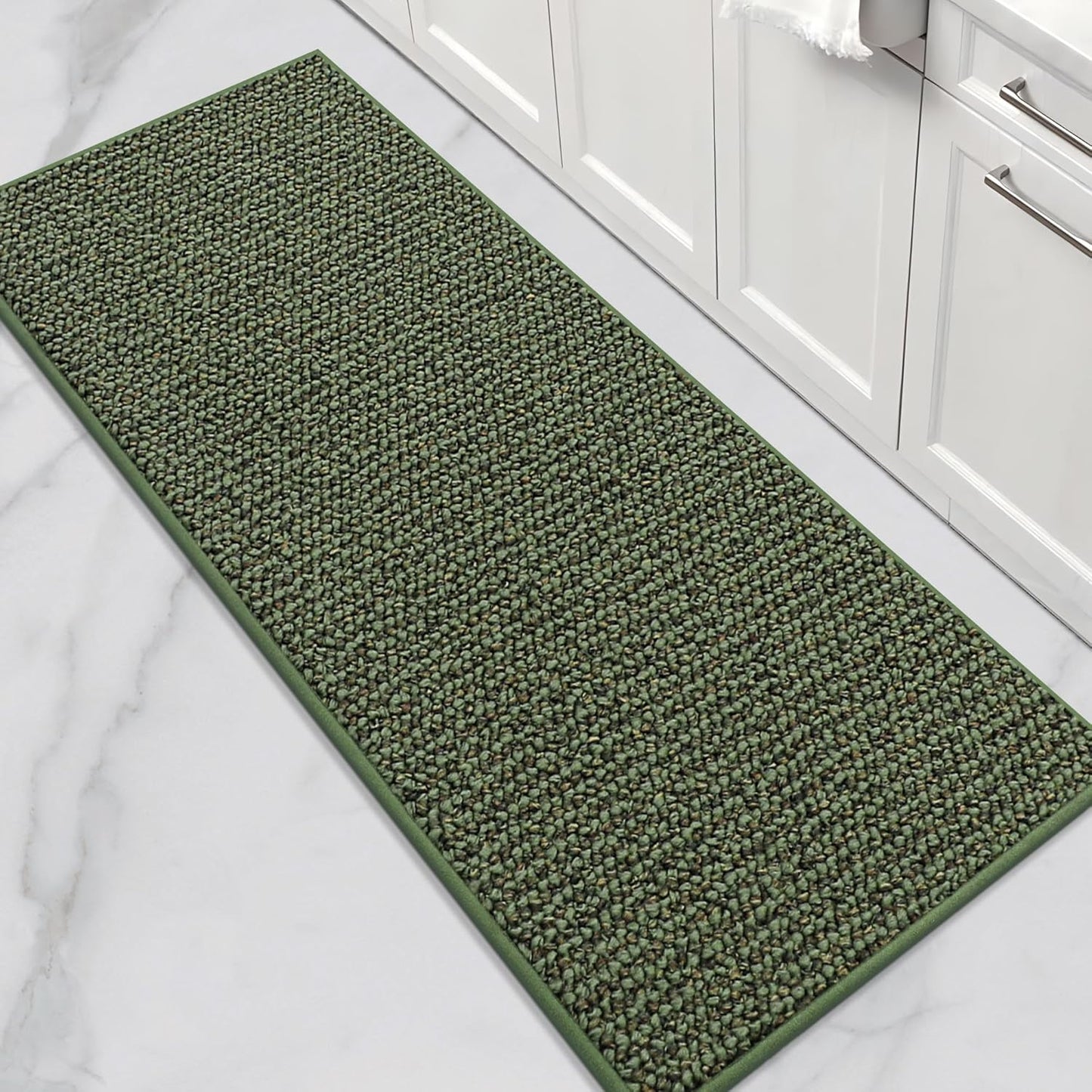 BEQHAUSE Kitchen Rugs and Mats 2PCS, Non-Slip Kitchen Mats for Floor, Absorbent and Stain Resistant Kitchen Runner, Machine Washable Rugs for Kitchen, Laundry & Sink, 24"x36"+24"x60", Green
