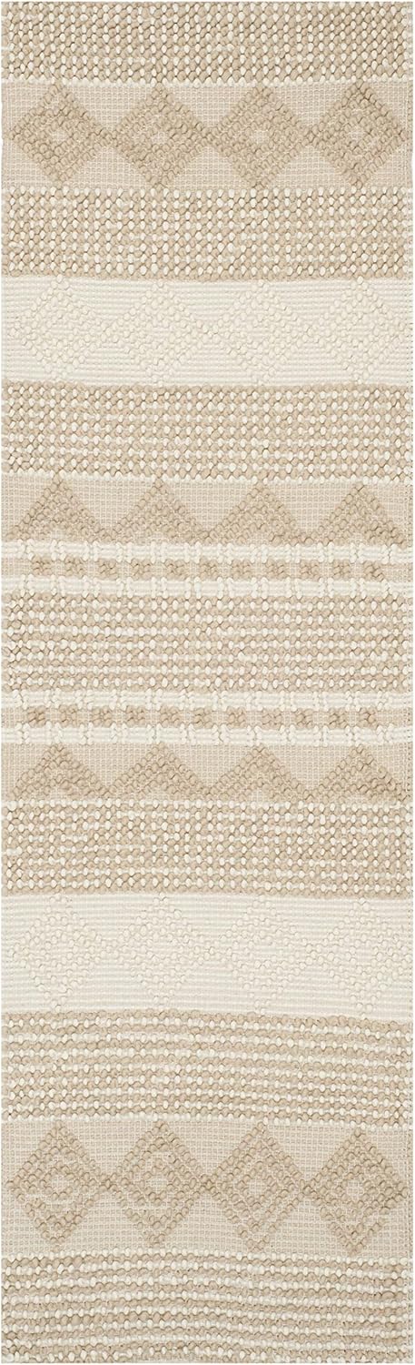 SAFAVIEH Natura Collection Runner Rug - 2'3" x 8', Beige & Ivory, Handmade Moroccan Boho Tribal Wool & Cotton, Ideal for High Traffic Areas in Living Room, Bedroom (NAT102B)