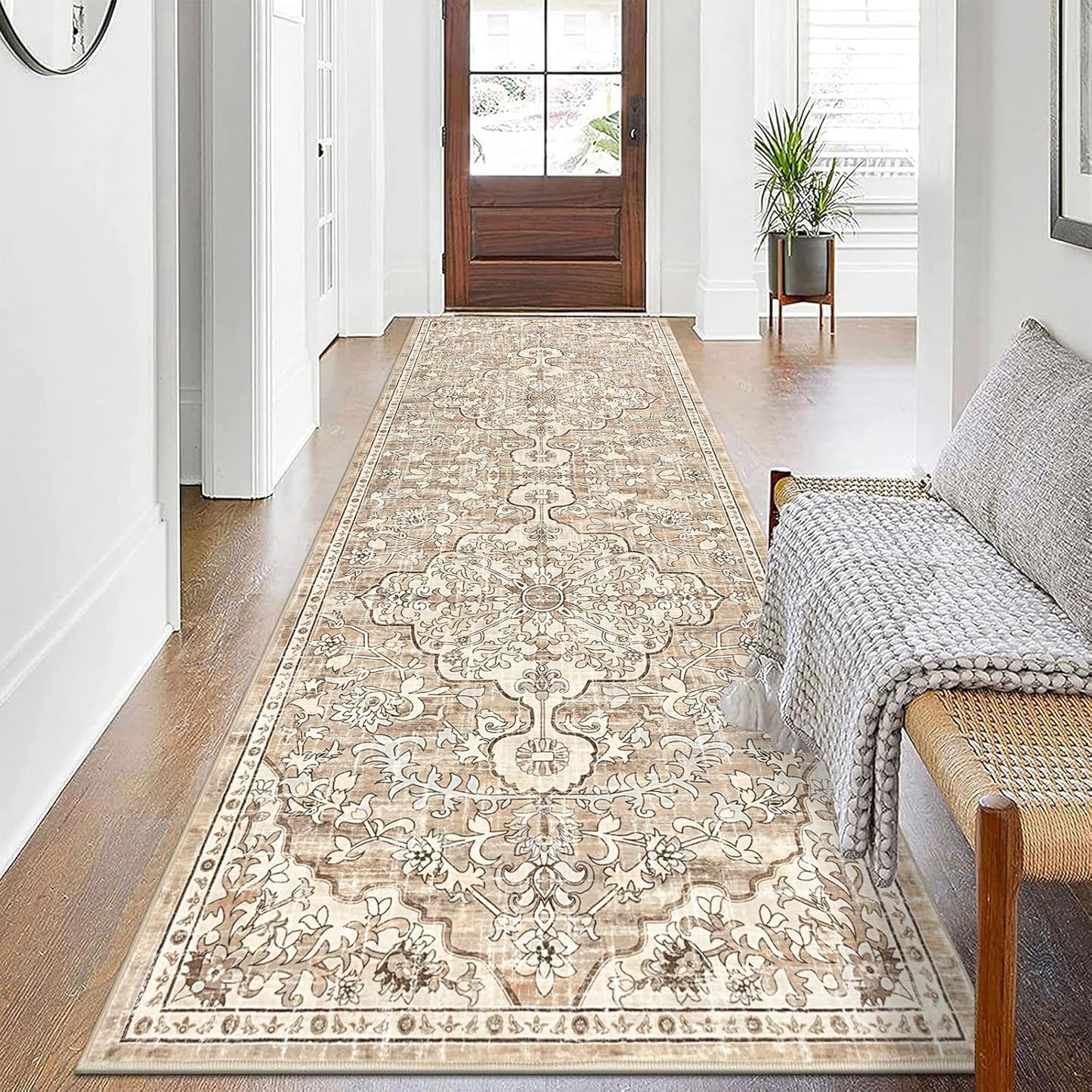 Pauwer Boho Hallway Runner Rug 3x10 Washable Entryway Area Rugs Non Slip Farmhouse Vintage Floor Mat Long Carpet Runner for Hallways Laundry Room Kitchen Bathroom Bedroom