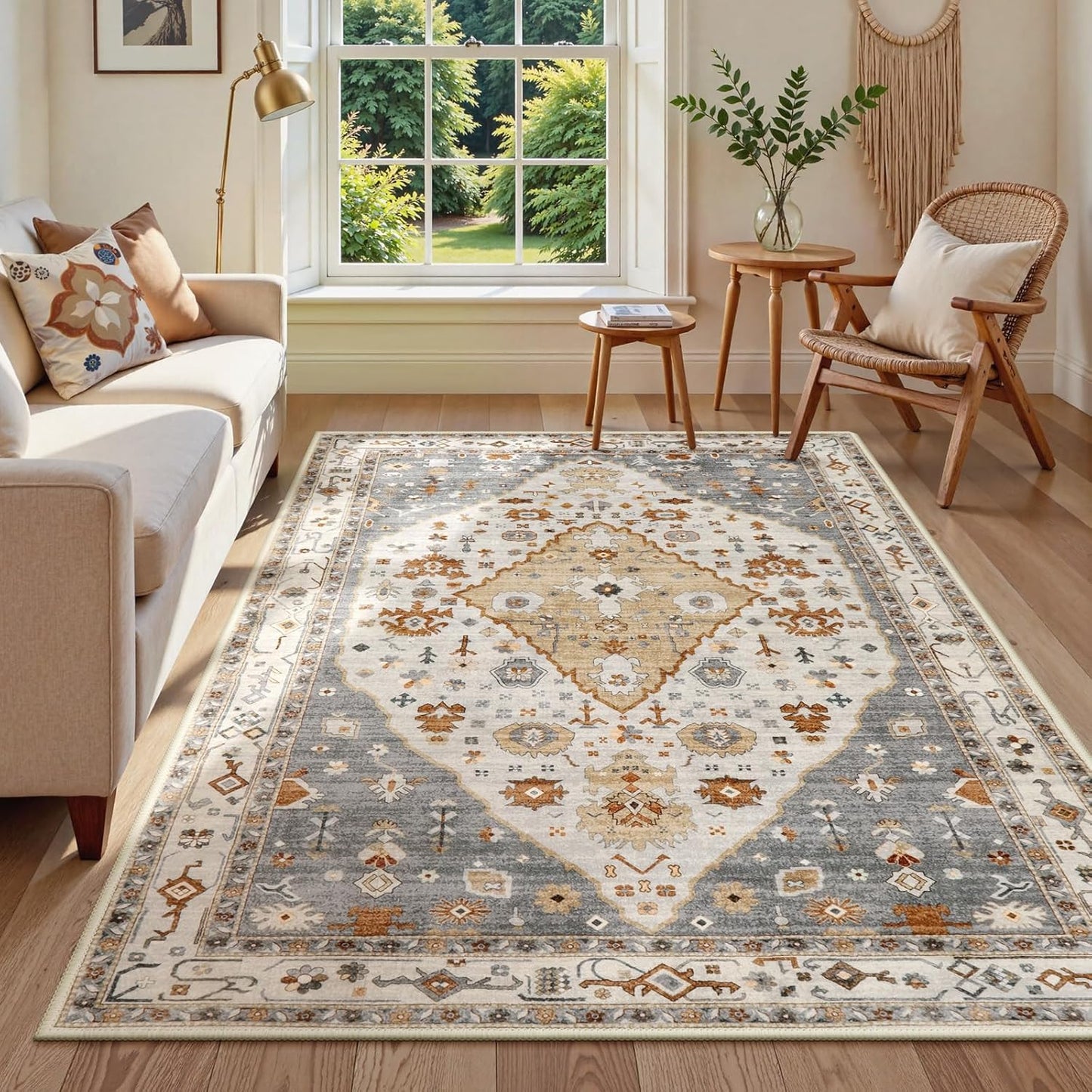 Lahome Boho Tribal 2'6" x 10' Washable Runners for Hallways, Oriental Kitchen Runner Rugs Non Skid Washable, Oriental Soft Long Stair Carpet Runner for Bathroom Living Room Bedroom, Rust/Dull Teal