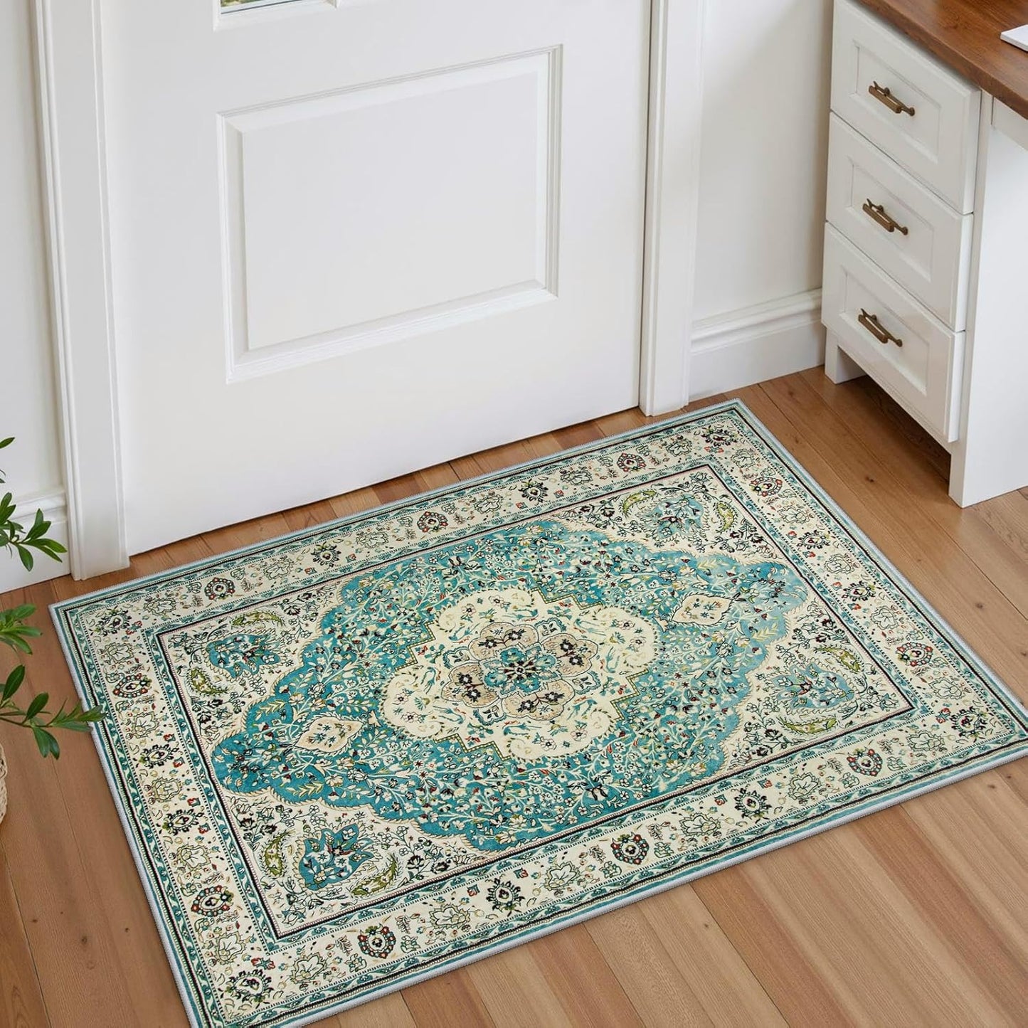 Lahome Boho Tribal 2'6" x 10' Washable Runners for Hallways, Oriental Kitchen Runner Rugs Non Skid Washable, Oriental Soft Long Stair Carpet Runner for Bathroom Living Room Bedroom, Rust/Dull Teal