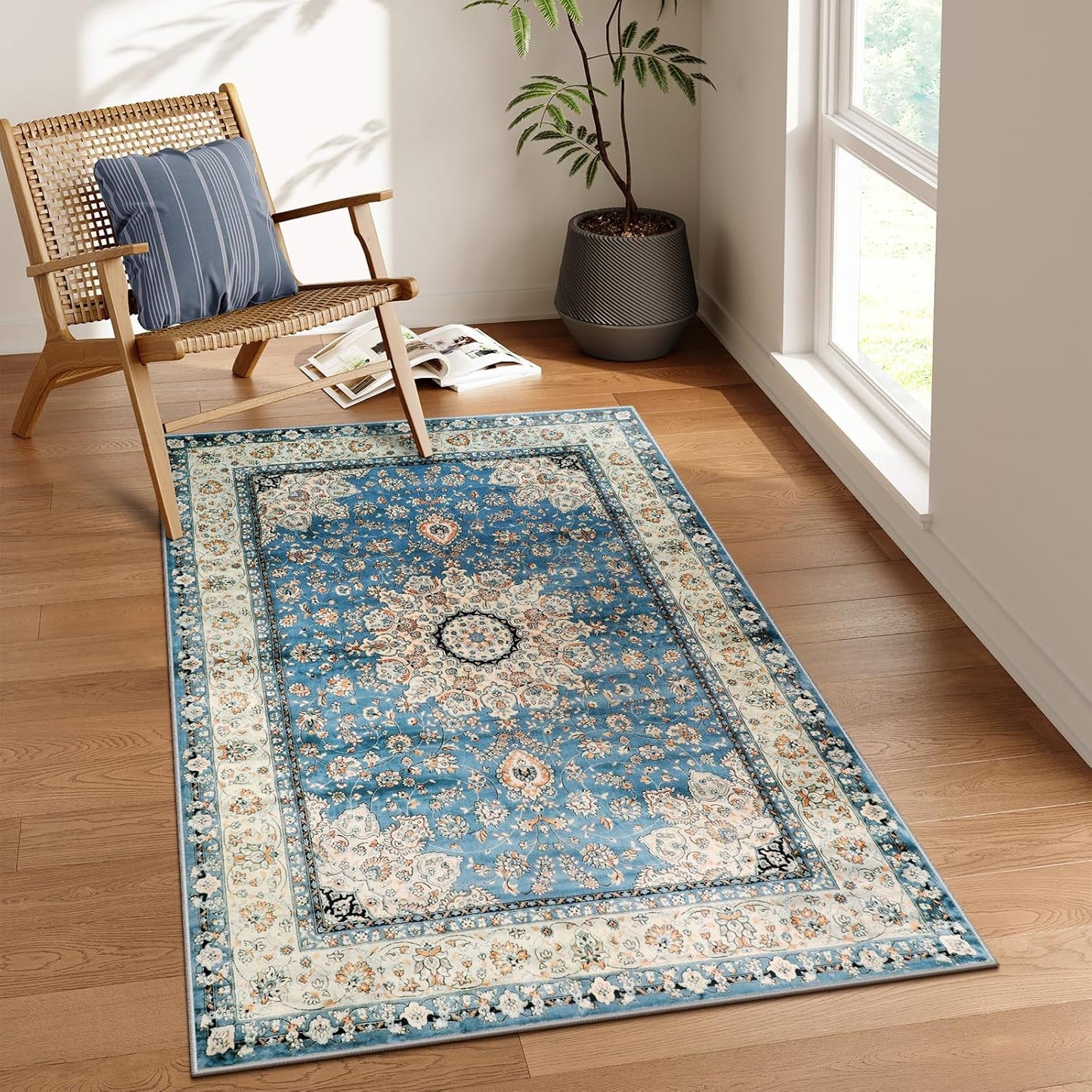 Lahome Boho Tribal 2'6" x 10' Washable Runners for Hallways, Oriental Kitchen Runner Rugs Non Skid Washable, Oriental Soft Long Stair Carpet Runner for Bathroom Living Room Bedroom, Rust/Dull Teal