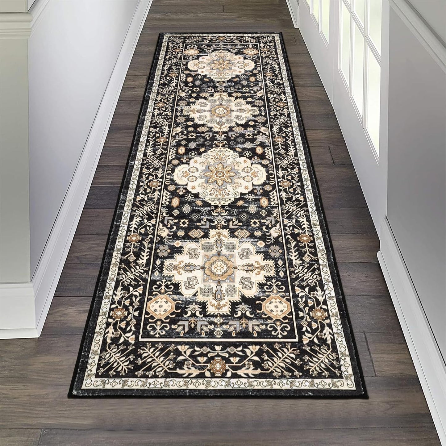 Pauwer Boho Hallway Runner Rug 3x10 Washable Entryway Area Rugs Non Slip Farmhouse Vintage Floor Mat Long Carpet Runner for Hallways Laundry Room Kitchen Bathroom Bedroom
