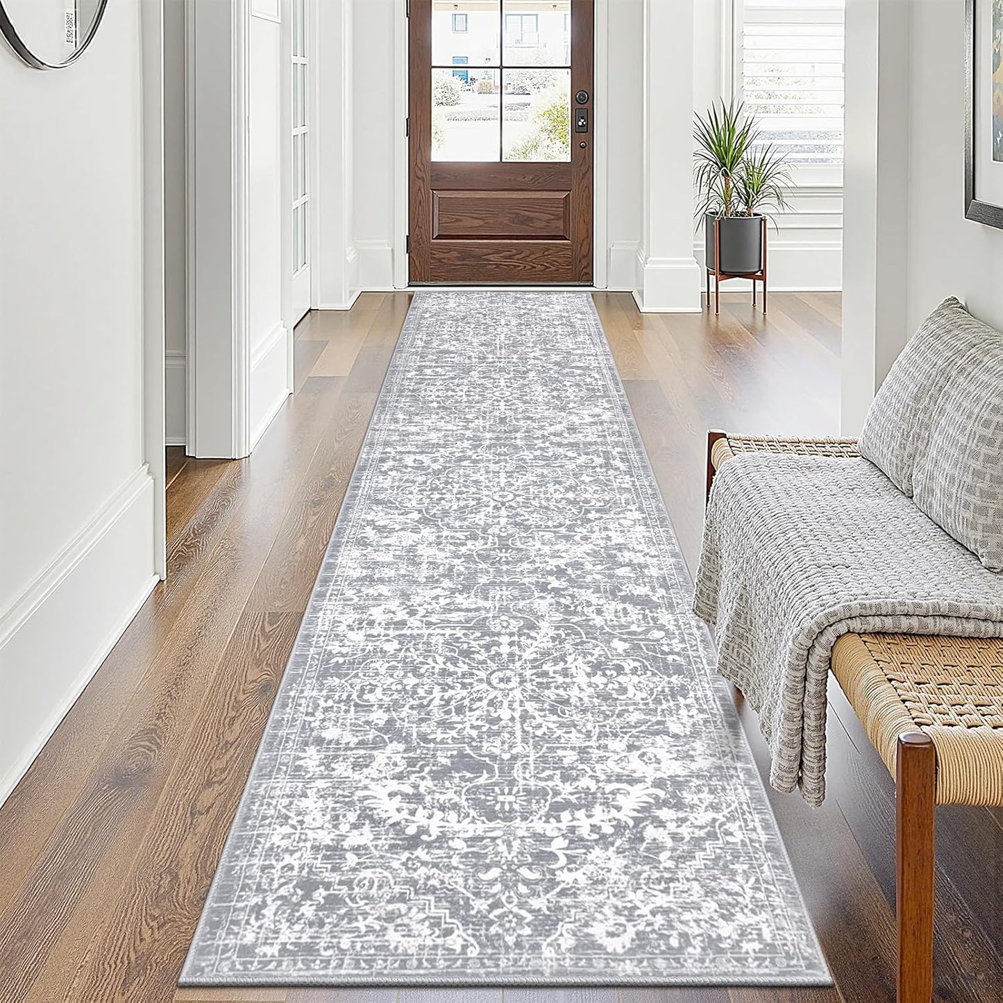 Pauwer Boho Hallway Runner Rug 3x10 Washable Entryway Area Rugs Non Slip Farmhouse Vintage Floor Mat Long Carpet Runner for Hallways Laundry Room Kitchen Bathroom Bedroom