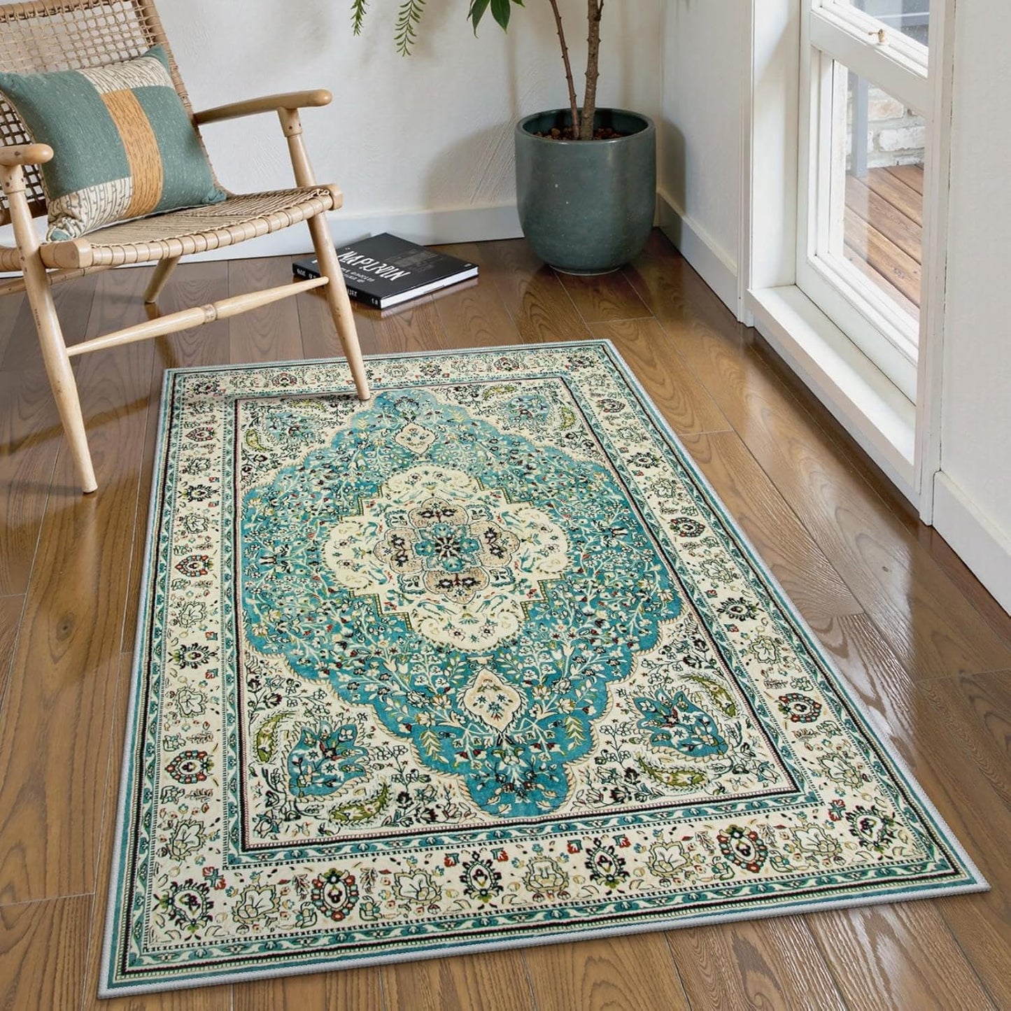 Lahome Boho Tribal 2'6" x 10' Washable Runners for Hallways, Oriental Kitchen Runner Rugs Non Skid Washable, Oriental Soft Long Stair Carpet Runner for Bathroom Living Room Bedroom, Rust/Dull Teal