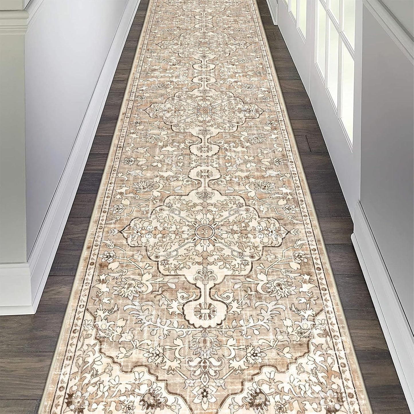 Pauwer Boho Hallway Runner Rug 3x10 Washable Entryway Area Rugs Non Slip Farmhouse Vintage Floor Mat Long Carpet Runner for Hallways Laundry Room Kitchen Bathroom Bedroom