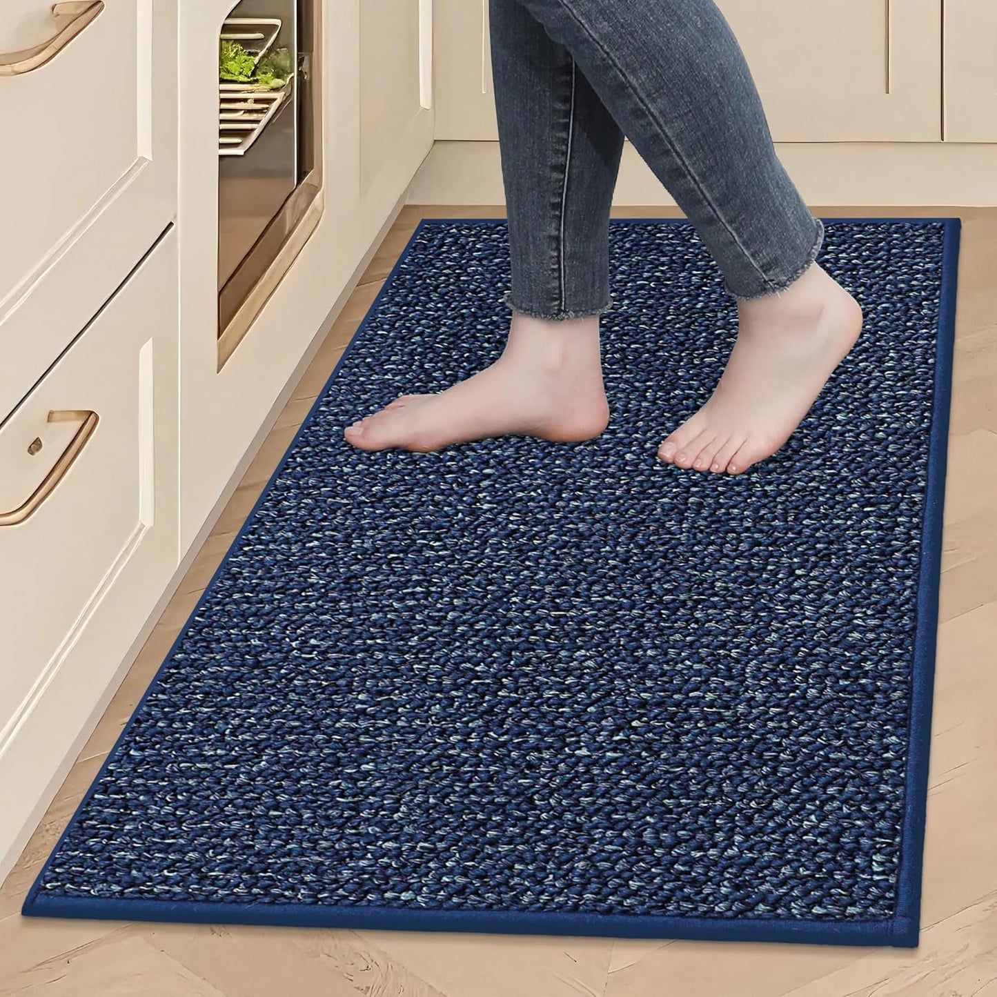 BEQHAUSE Kitchen Rugs and Mats 2PCS, Non-Slip Kitchen Mats for Floor, Absorbent and Stain Resistant Kitchen Runner, Machine Washable Rugs for Kitchen, Laundry & Sink, 24"x36"+24"x60", Green