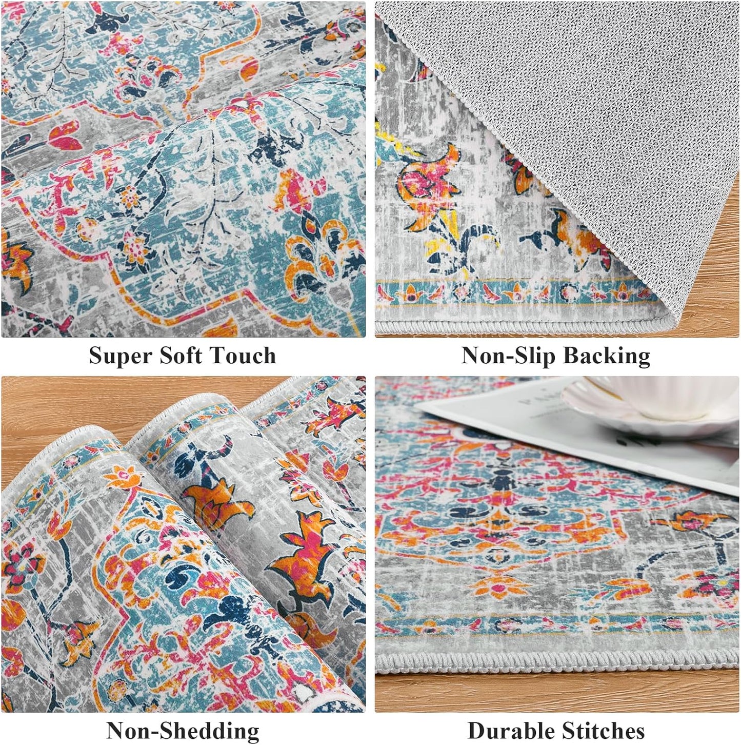 Pauwer Boho Hallway Runner Rug 3x10 Washable Entryway Area Rugs Non Slip Farmhouse Vintage Floor Mat Long Carpet Runner for Hallways Laundry Room Kitchen Bathroom Bedroom