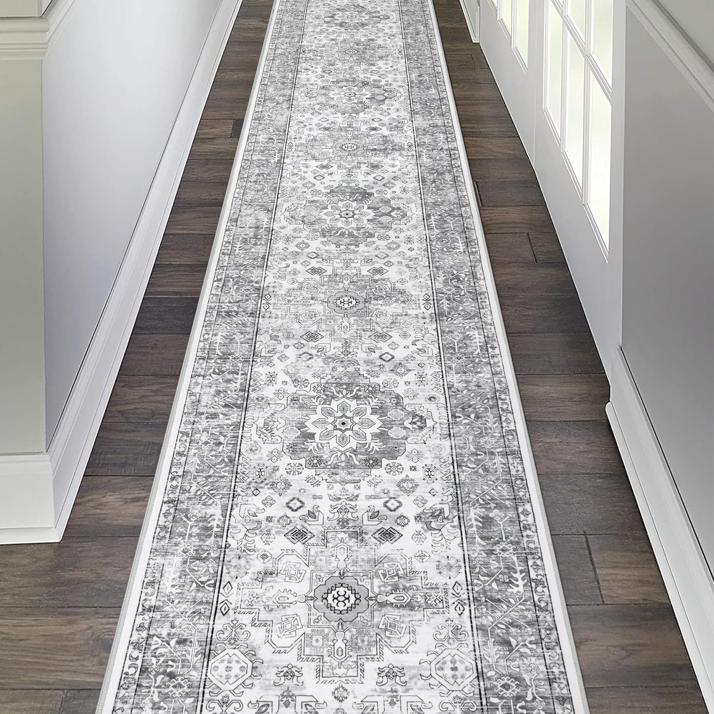 Pauwer Boho Hallway Runner Rug 3x10 Washable Entryway Area Rugs Non Slip Farmhouse Vintage Floor Mat Long Carpet Runner for Hallways Laundry Room Kitchen Bathroom Bedroom