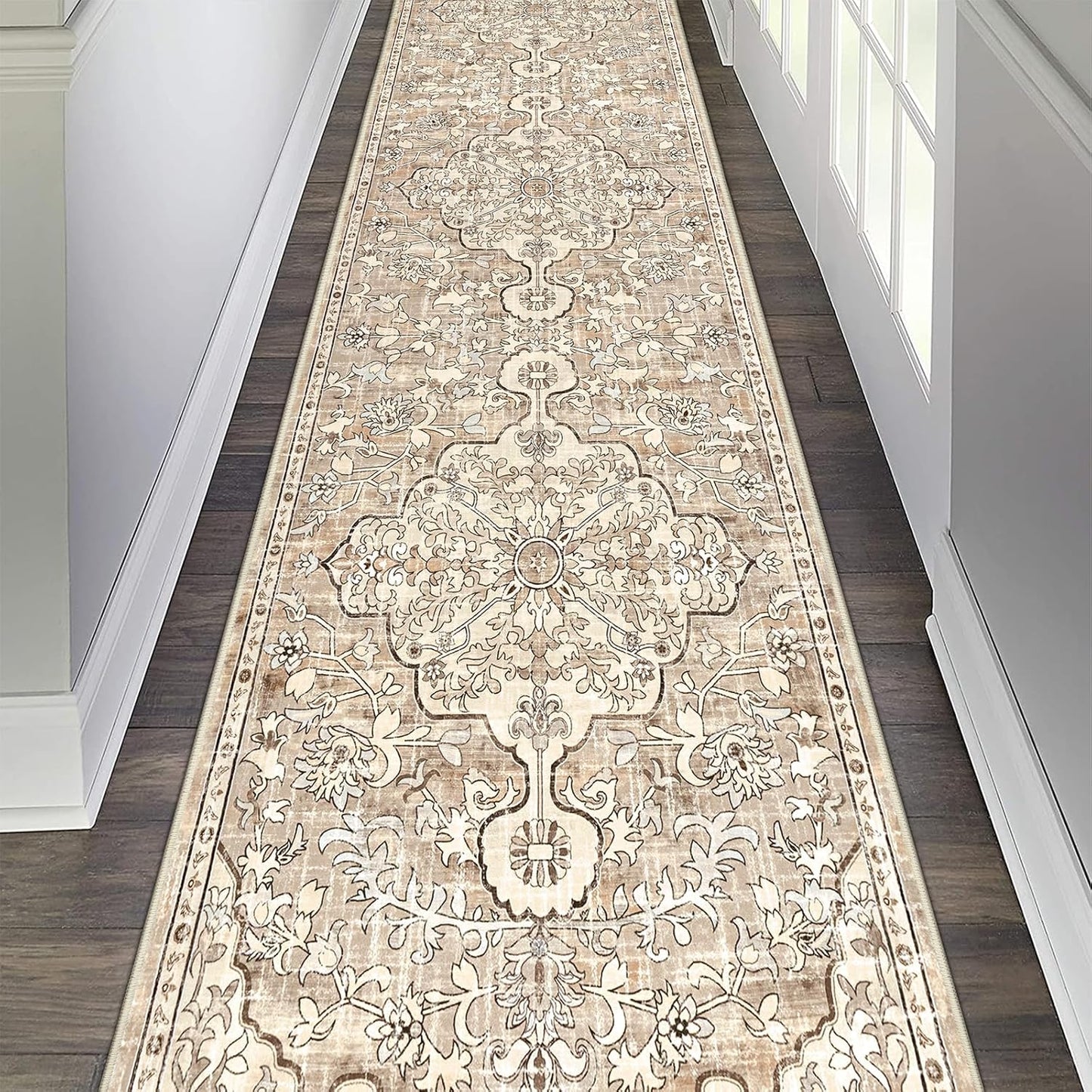 Pauwer Boho Hallway Runner Rug 3x10 Washable Entryway Area Rugs Non Slip Farmhouse Vintage Floor Mat Long Carpet Runner for Hallways Laundry Room Kitchen Bathroom Bedroom