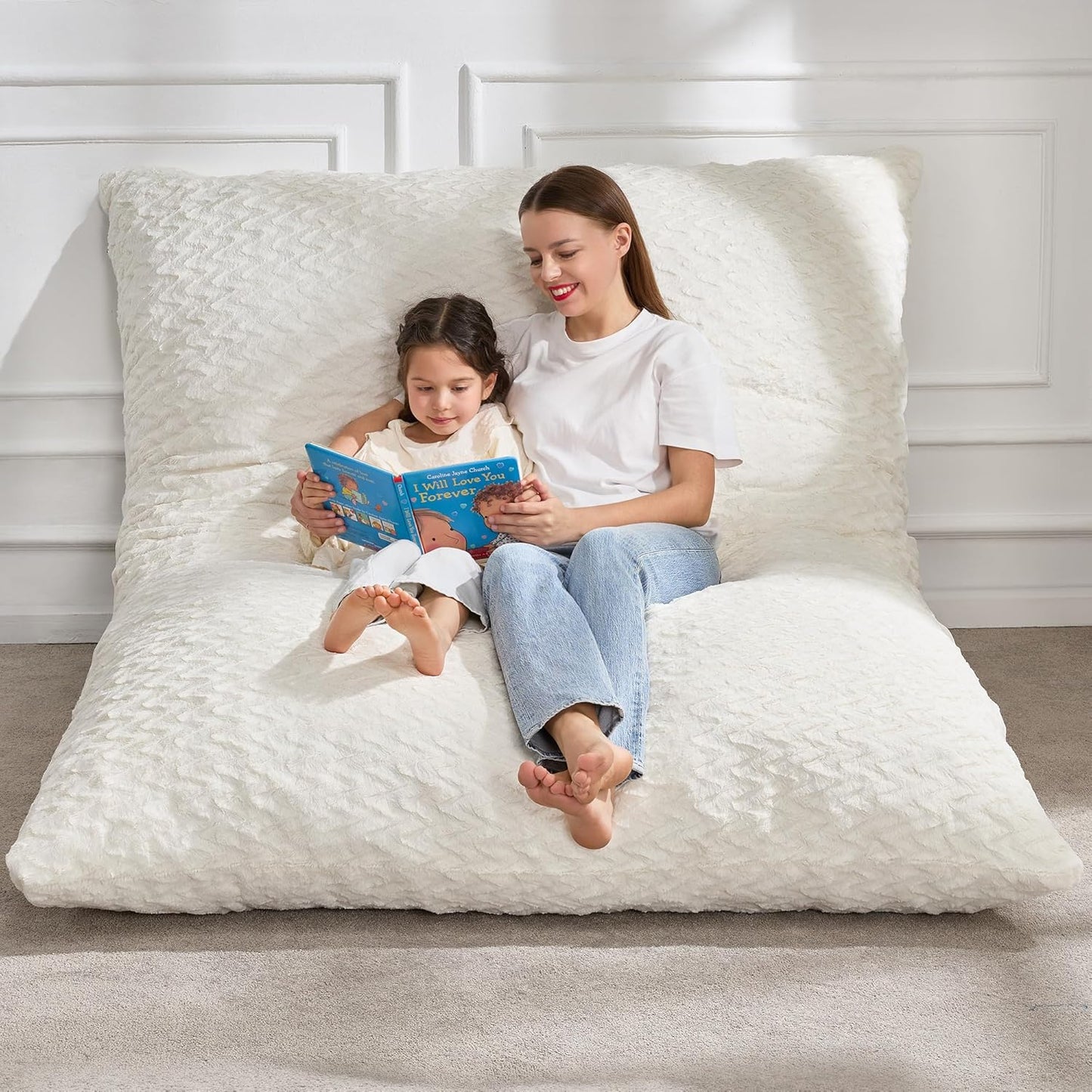 Hobestluk 3 in 1 Bean Bag Chair Giant Bean Bag Chairs Convertible Bean Bag Floor Cushion with Machine Washable Cover, Beanbag Chairs for Adult (Dark Grey)