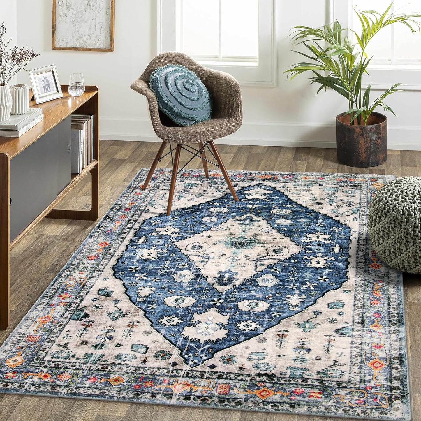 Lahome Boho Tribal 2'6" x 10' Washable Runners for Hallways, Oriental Kitchen Runner Rugs Non Skid Washable, Oriental Soft Long Stair Carpet Runner for Bathroom Living Room Bedroom, Rust/Dull Teal