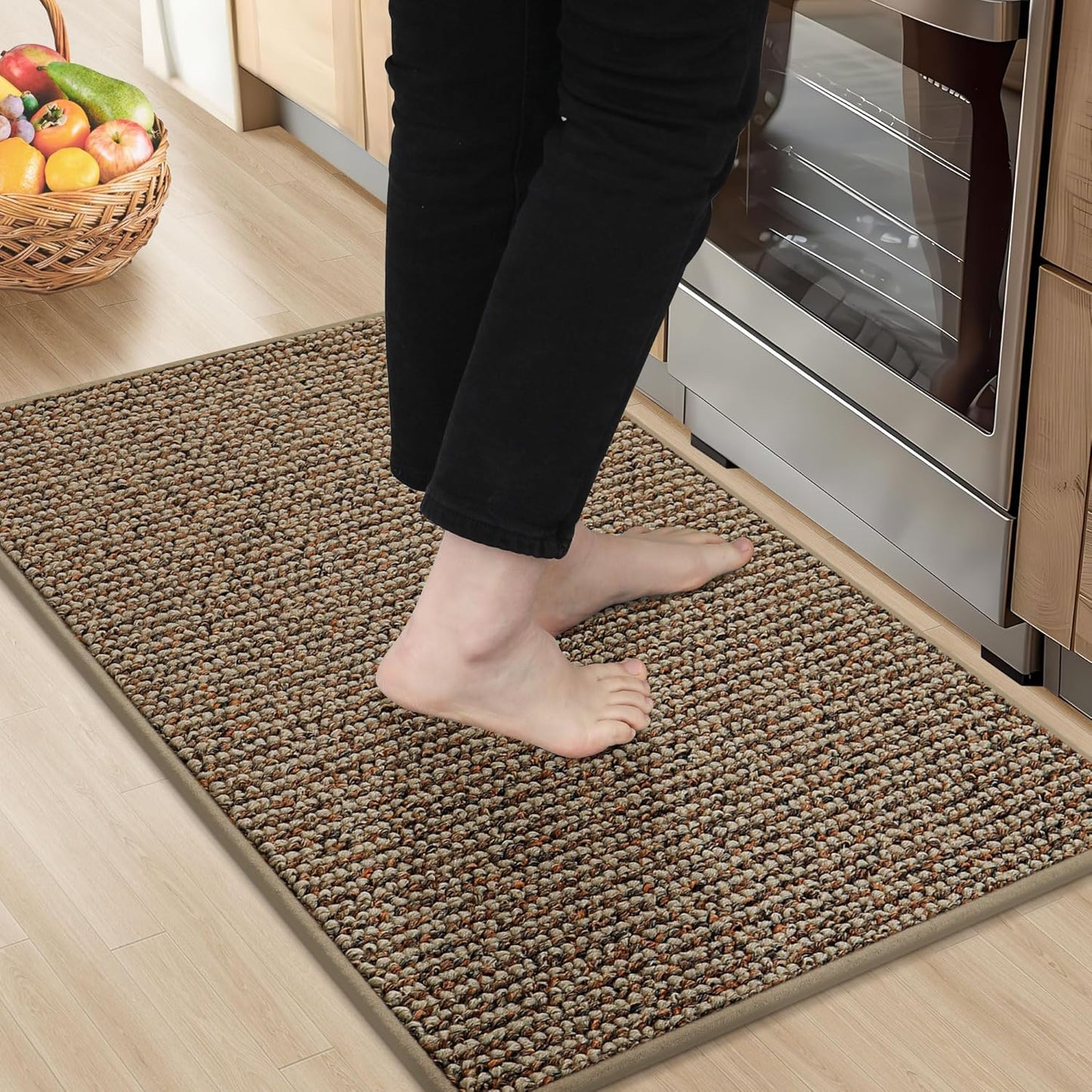 BEQHAUSE Kitchen Rugs and Mats 2PCS, Non-Slip Kitchen Mats for Floor, Absorbent and Stain Resistant Kitchen Runner, Machine Washable Rugs for Kitchen, Laundry & Sink, 24"x36"+24"x60", Green