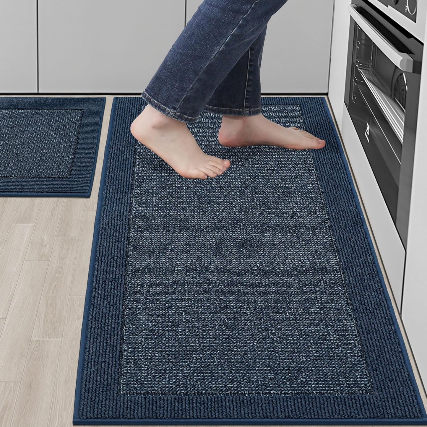 BEQHAUSE Kitchen Rugs and Mats Set of 2 Non-Slip Kitchen Mats for Floor, Absorbent and Stain Resistant Kitchen Runner, Machine Washable Rugs for Kitchen, Laundry & Sink, 24"x36"+24"x60", Taupe