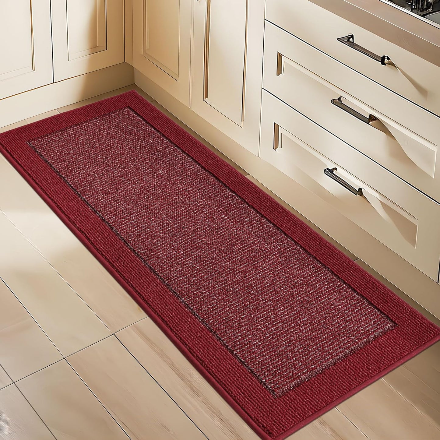 BEQHAUSE Kitchen Rugs and Mats Set of 2 Non-Slip Kitchen Mats for Floor, Absorbent and Stain Resistant Kitchen Runner, Machine Washable Rugs for Kitchen, Laundry & Sink, 24"x36"+24"x60", Taupe