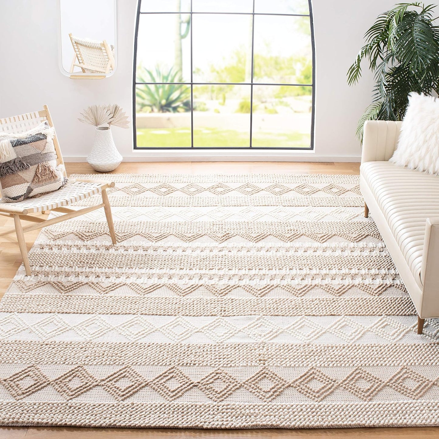 SAFAVIEH Natura Collection Runner Rug - 2'3" x 8', Beige & Ivory, Handmade Moroccan Boho Tribal Wool & Cotton, Ideal for High Traffic Areas in Living Room, Bedroom (NAT102B)