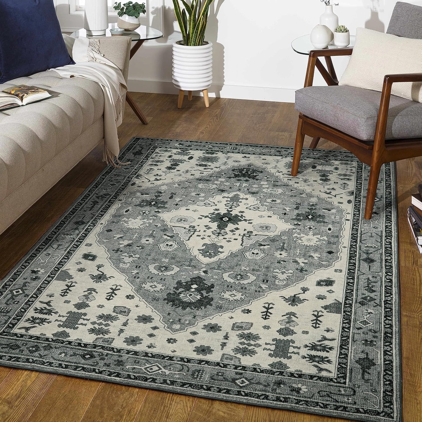 Lahome Boho Tribal 2'6" x 10' Washable Runners for Hallways, Oriental Kitchen Runner Rugs Non Skid Washable, Oriental Soft Long Stair Carpet Runner for Bathroom Living Room Bedroom, Rust/Dull Teal