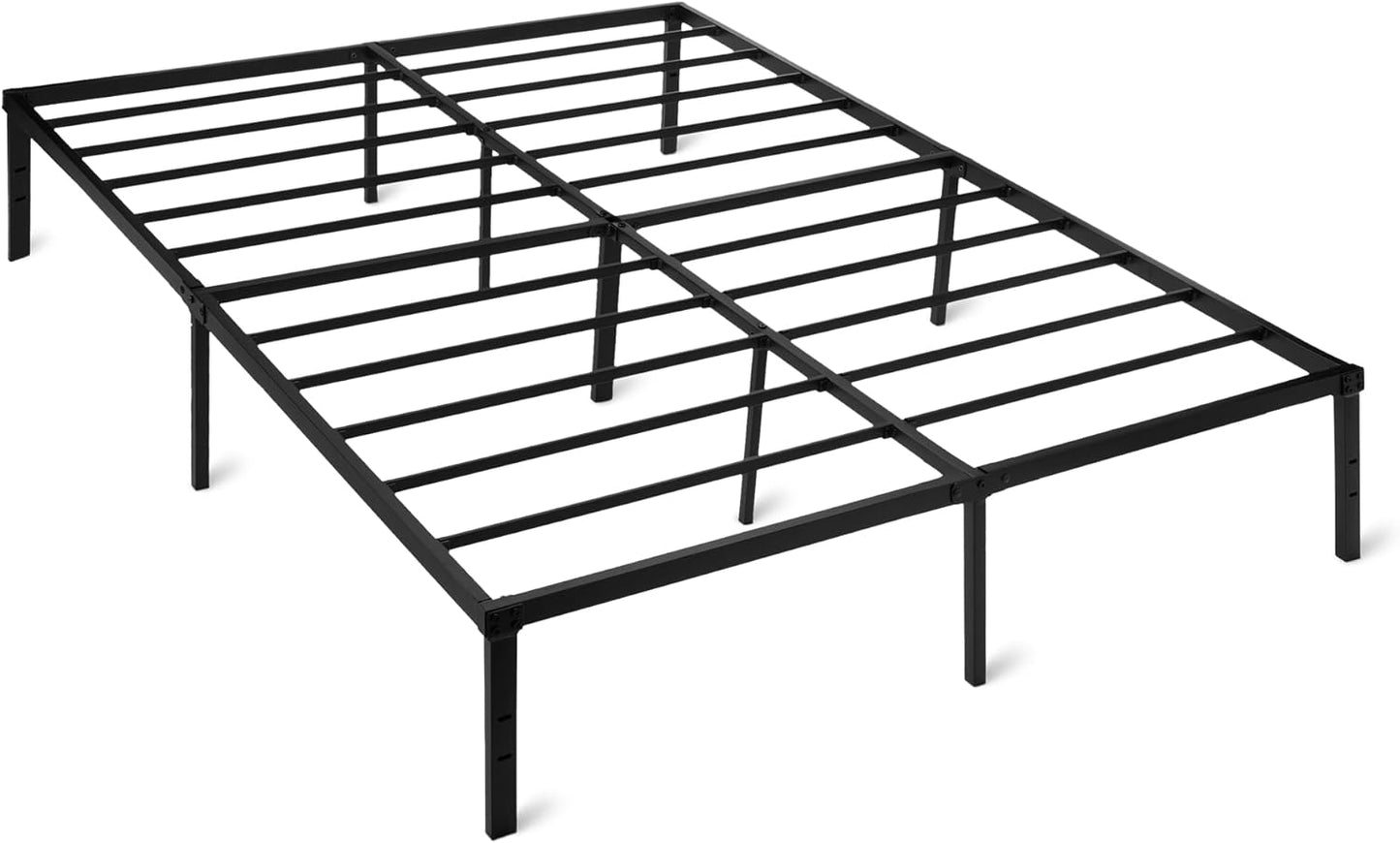 Amazon Basics Bed Frame with Storage, Foldable Metal Platform, Sturdy Steel, No Box Spring Needed, 14-inch High, Tool-Free Setup, Queen Size, Black