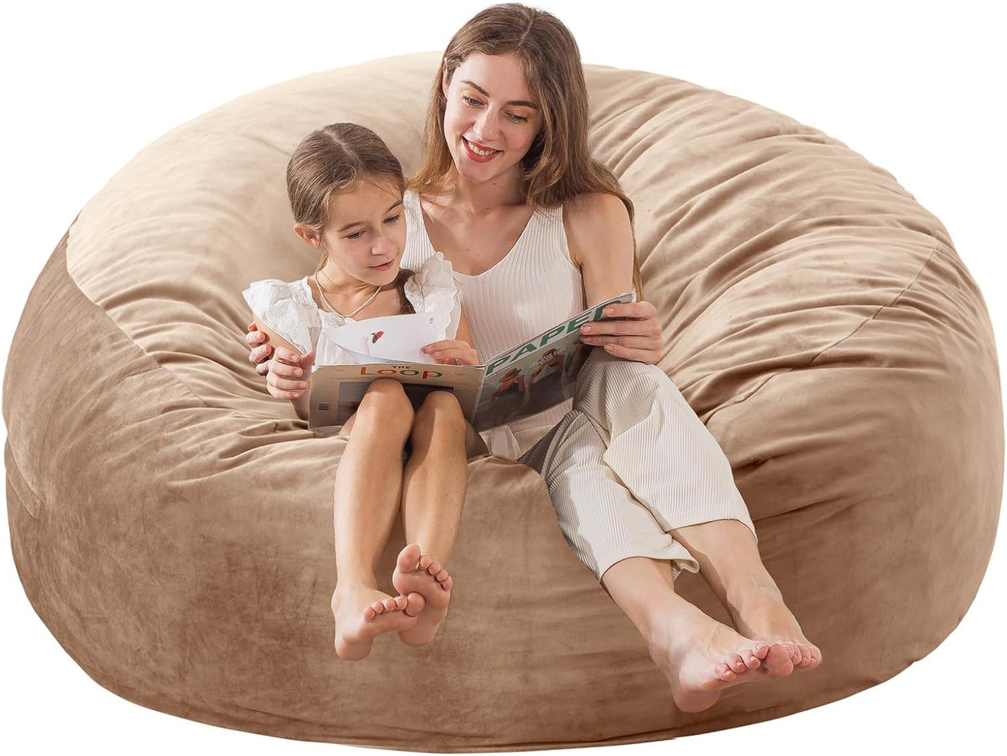 Large Bean Bag Chair for Adults/Kids with Filling, 3 ft Memory Foam Bean Bag Chairs with Filler Included, Ultra Soft Dutch Velvet Fabric, Bean Bag for Living Room - 3 Foot,Dark Gray