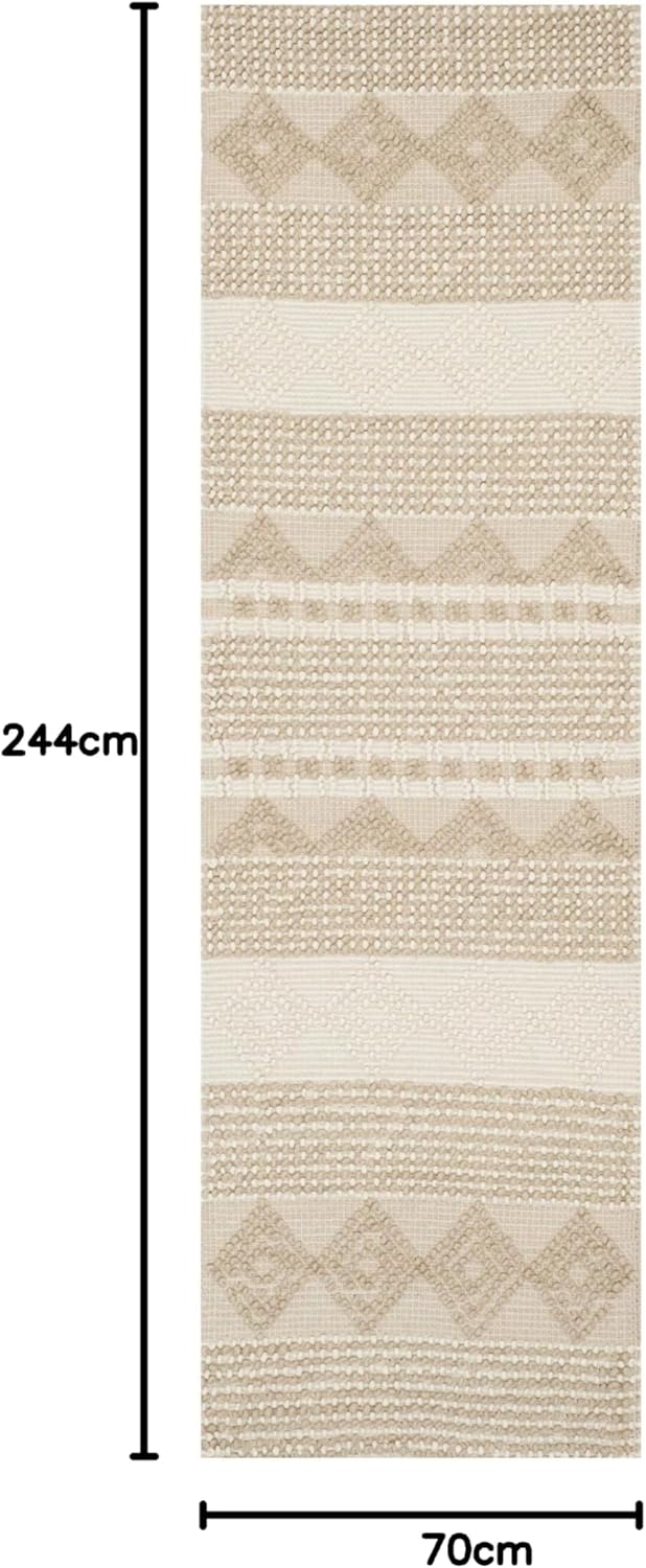 SAFAVIEH Natura Collection Runner Rug - 2'3" x 8', Beige & Ivory, Handmade Moroccan Boho Tribal Wool & Cotton, Ideal for High Traffic Areas in Living Room, Bedroom (NAT102B)