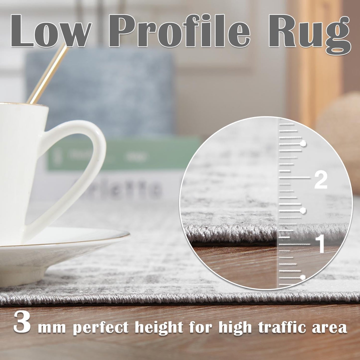 jinchan Runner Rug 3x10 Vintage Hallway Kitchen Runner Ultra-Thin Washable Boho Geometric Rug Non-Slip Non-Shedding Carpet for Bedroom Living Room Stairway Grey Ivory