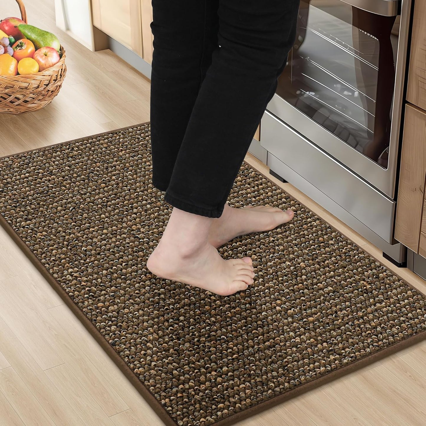 BEQHAUSE Kitchen Rugs and Mats 2PCS, Non-Slip Kitchen Mats for Floor, Absorbent and Stain Resistant Kitchen Runner, Machine Washable Rugs for Kitchen, Laundry & Sink, 24"x36"+24"x60", Green