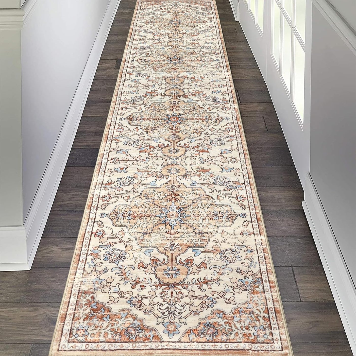Pauwer Boho Hallway Runner Rug 3x10 Washable Entryway Area Rugs Non Slip Farmhouse Vintage Floor Mat Long Carpet Runner for Hallways Laundry Room Kitchen Bathroom Bedroom
