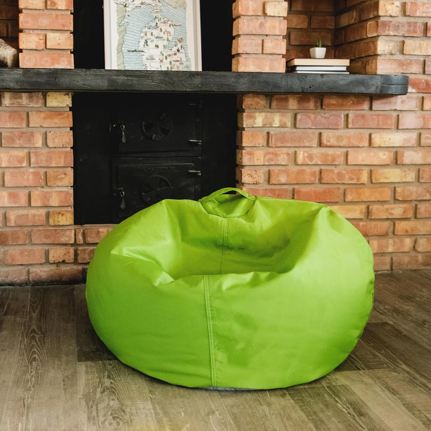 Big Joe Classic Bean Bag Chair, Spicy Lime Smartmax, Durable Polyester Nylon Blend, 2 feet Round