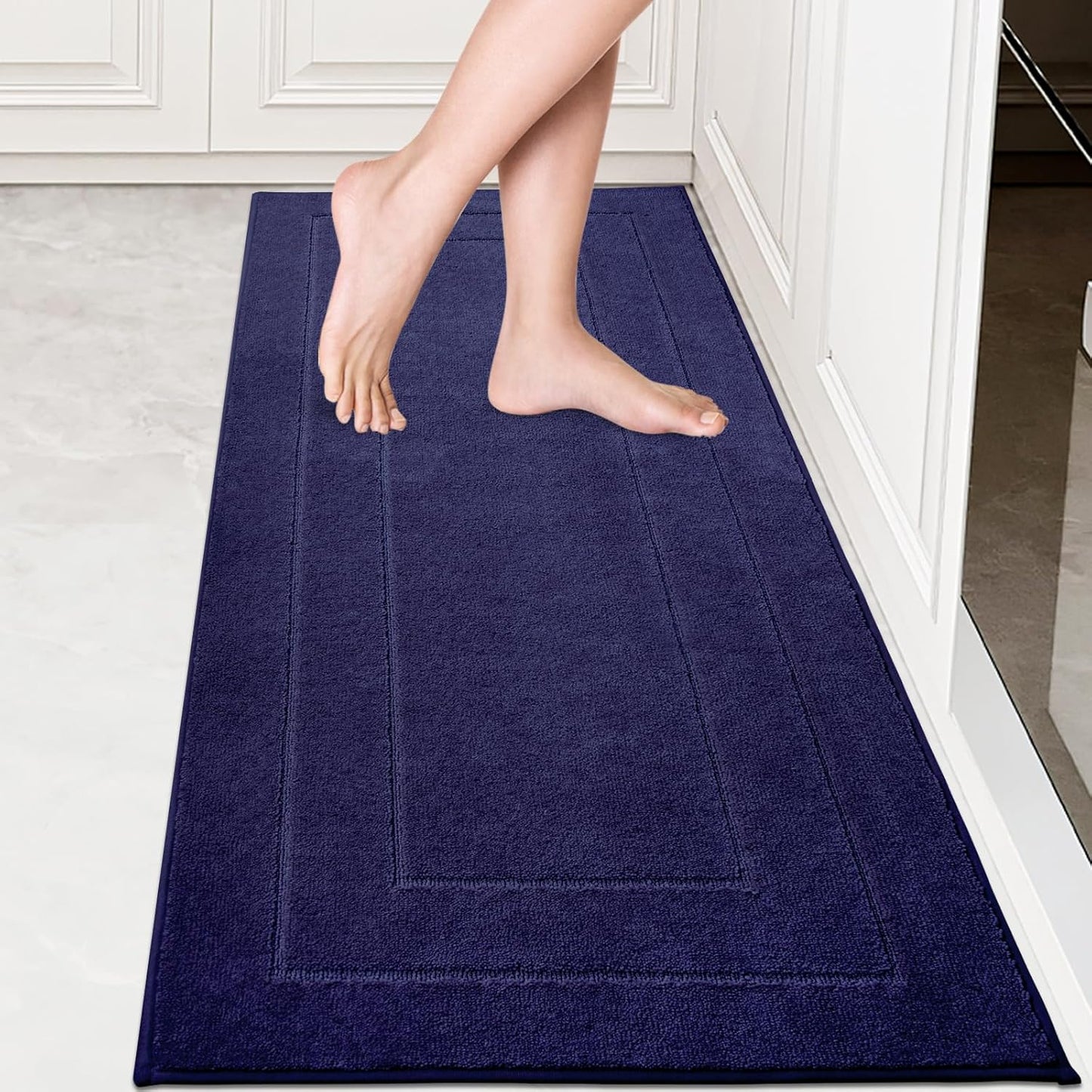 PURRUGS Machine Washable Kitchen Rug Set [2 PCS] (24" x 35.5"+ 24" x 59"), Non-Slip/Skid Kitchen Runner Rugs & Floor Mats, Super Absorbent Soft Standing Mats for Kitchen, Laundry & Sink, Beige