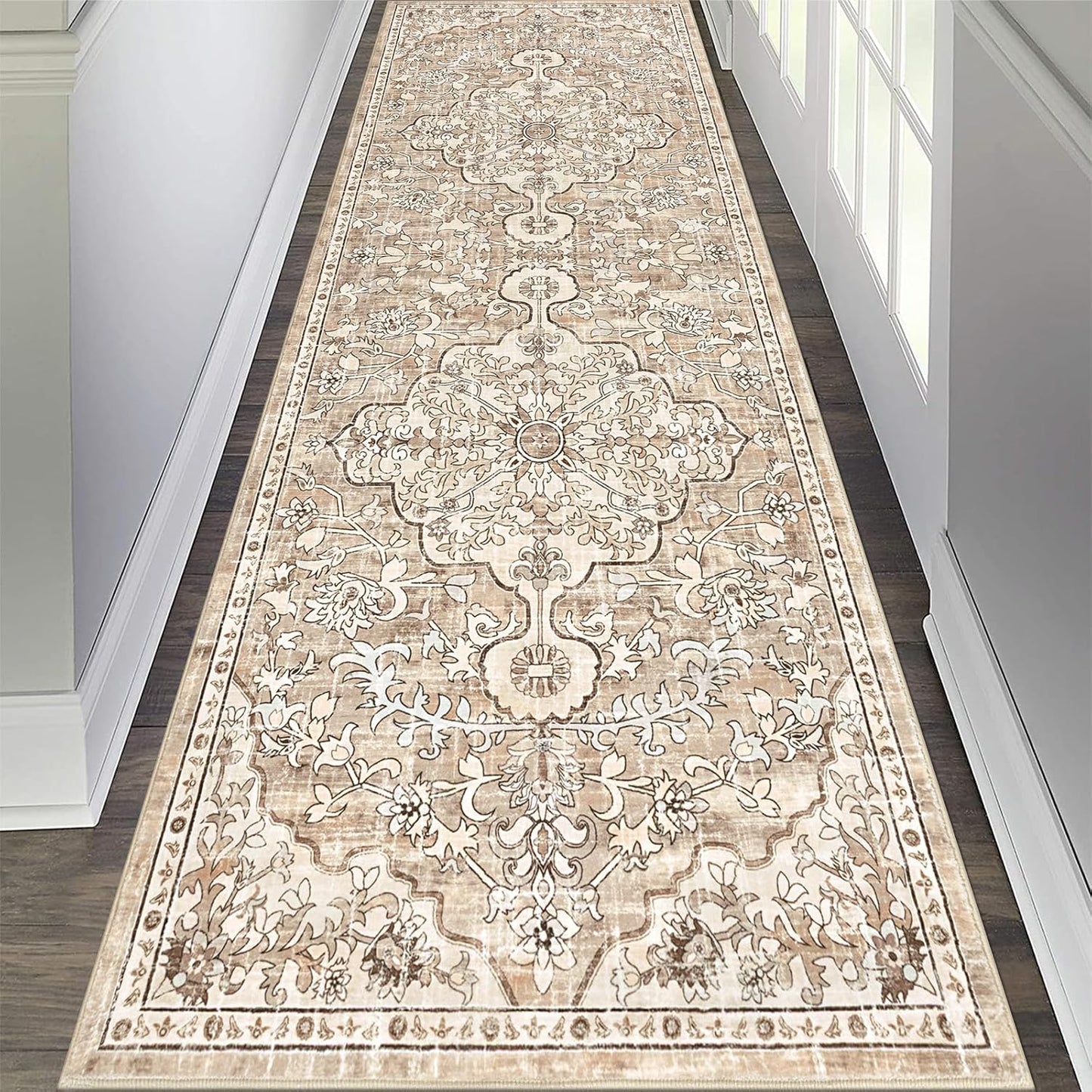 Pauwer Boho Hallway Runner Rug 3x10 Washable Entryway Area Rugs Non Slip Farmhouse Vintage Floor Mat Long Carpet Runner for Hallways Laundry Room Kitchen Bathroom Bedroom